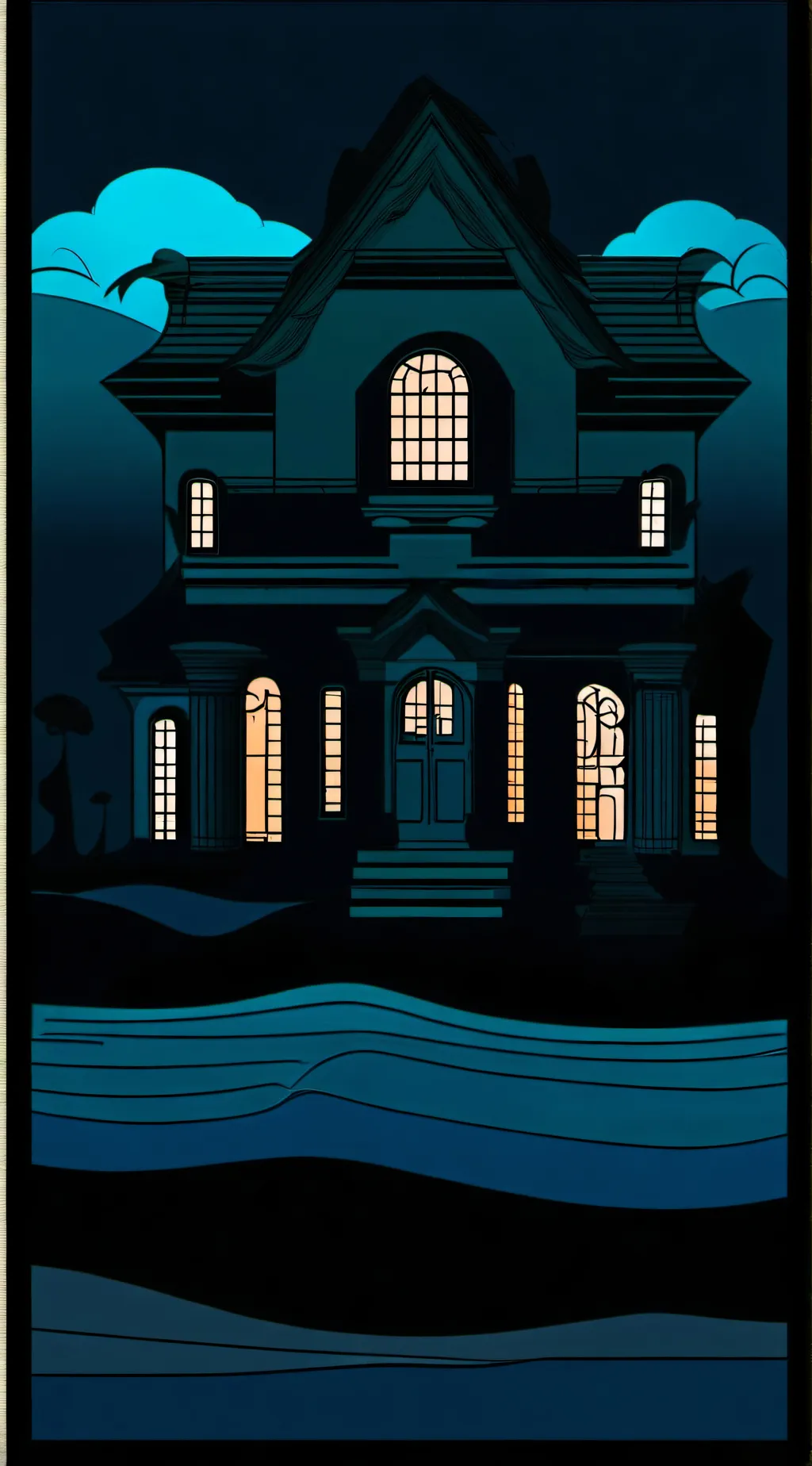 ai character: MONSTER HOUSE background