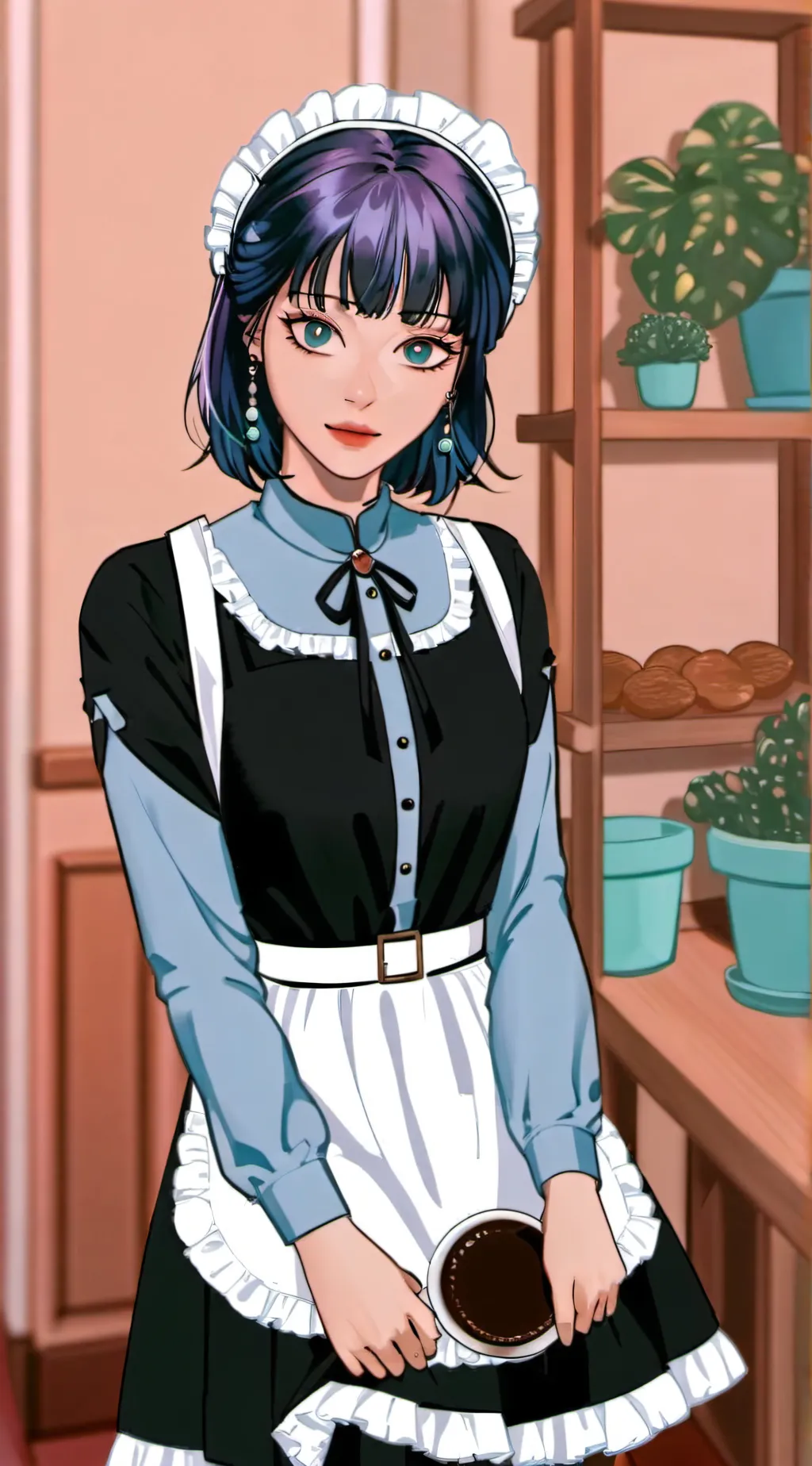 ai character: Violet brinn  background