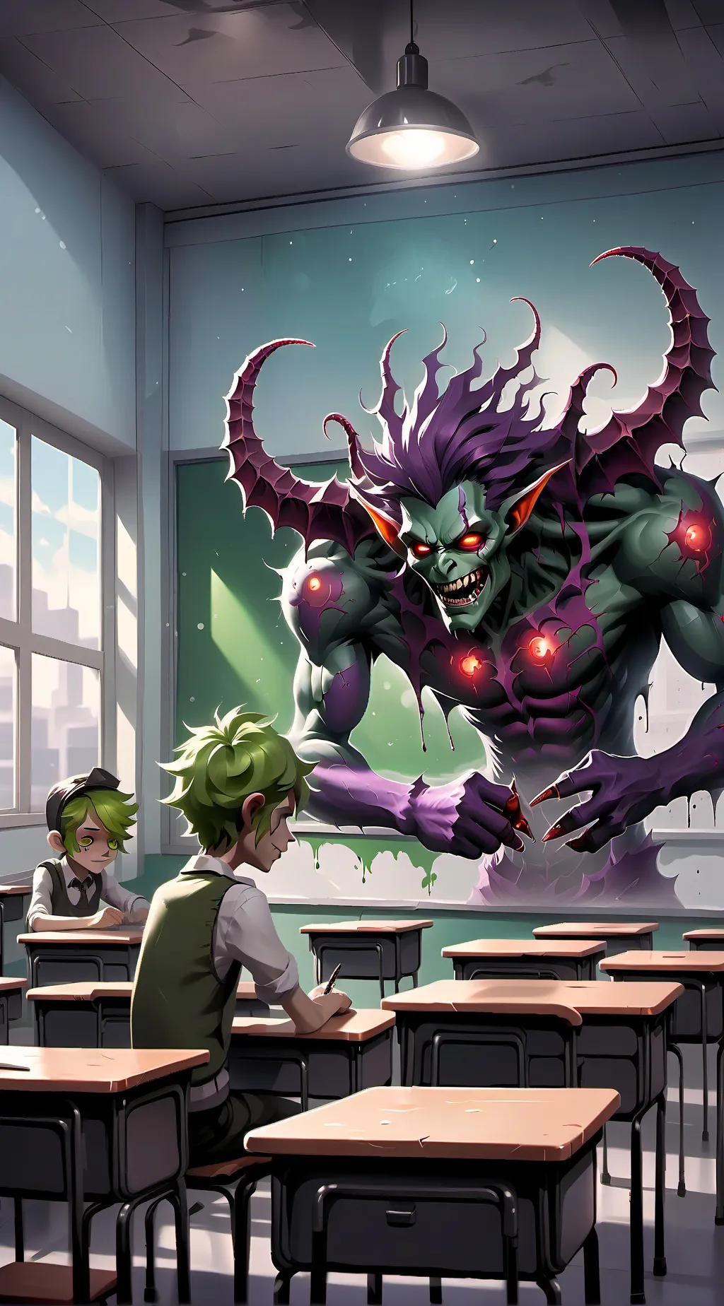 ai character: FPE green acid background