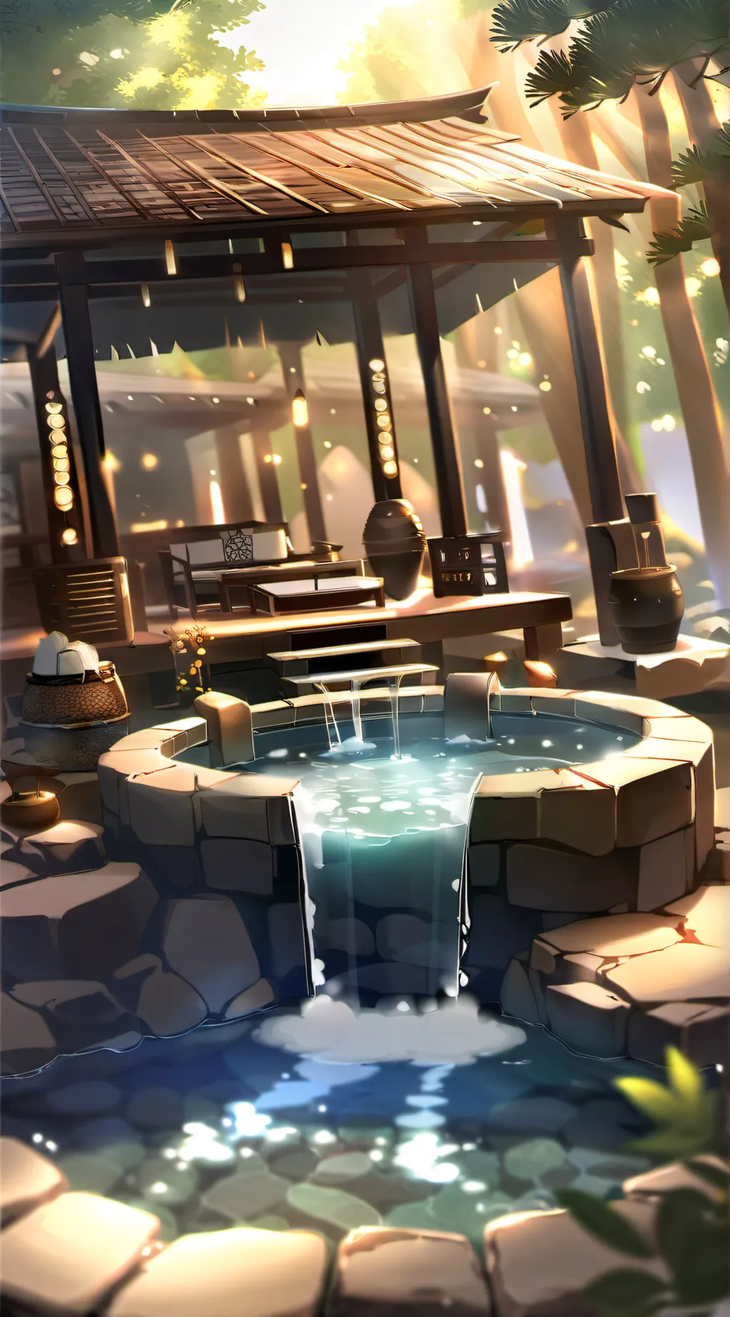 ai character: Hot springs  background
