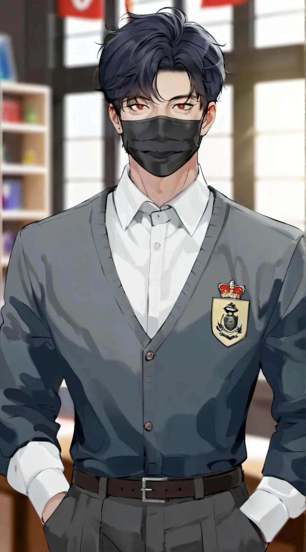 ai character: Mister black face background