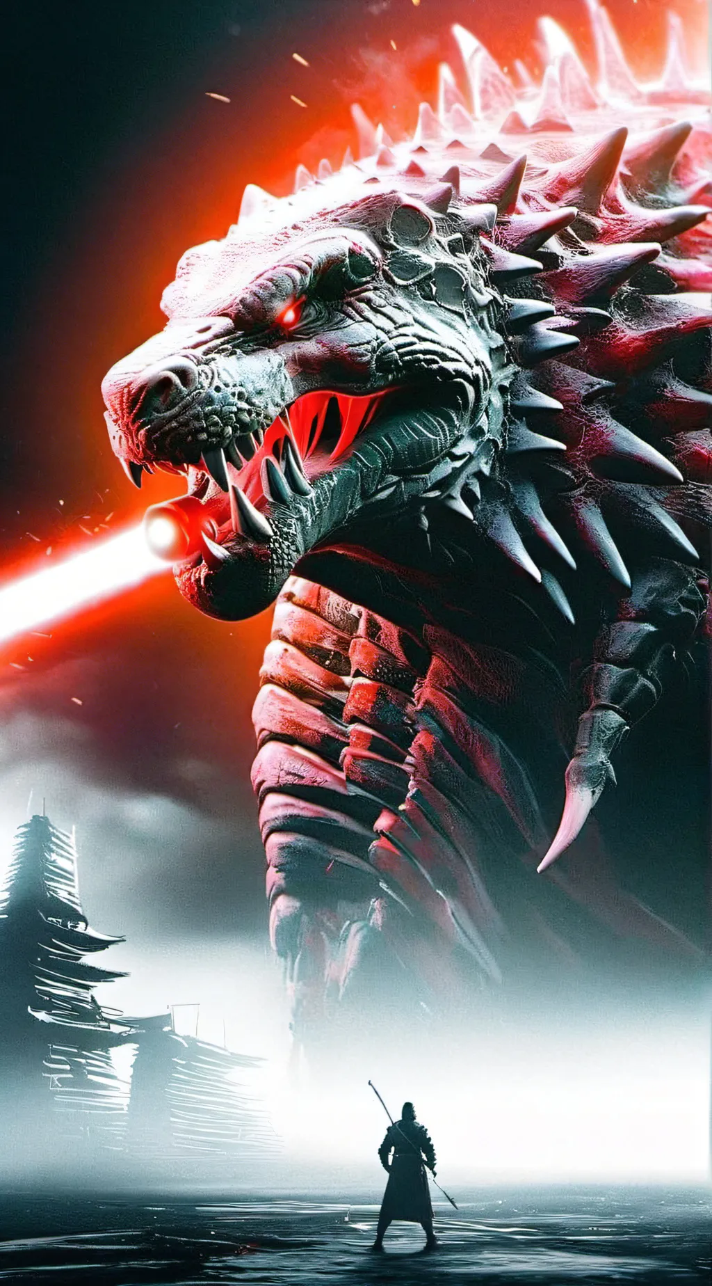 ai character: Shin Godzilla  background