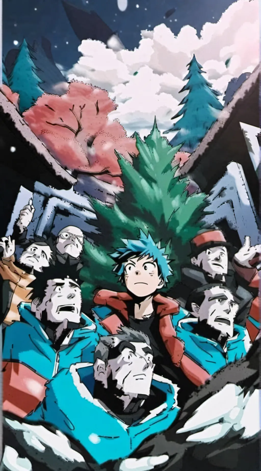 ai character: MHA thunder storm background