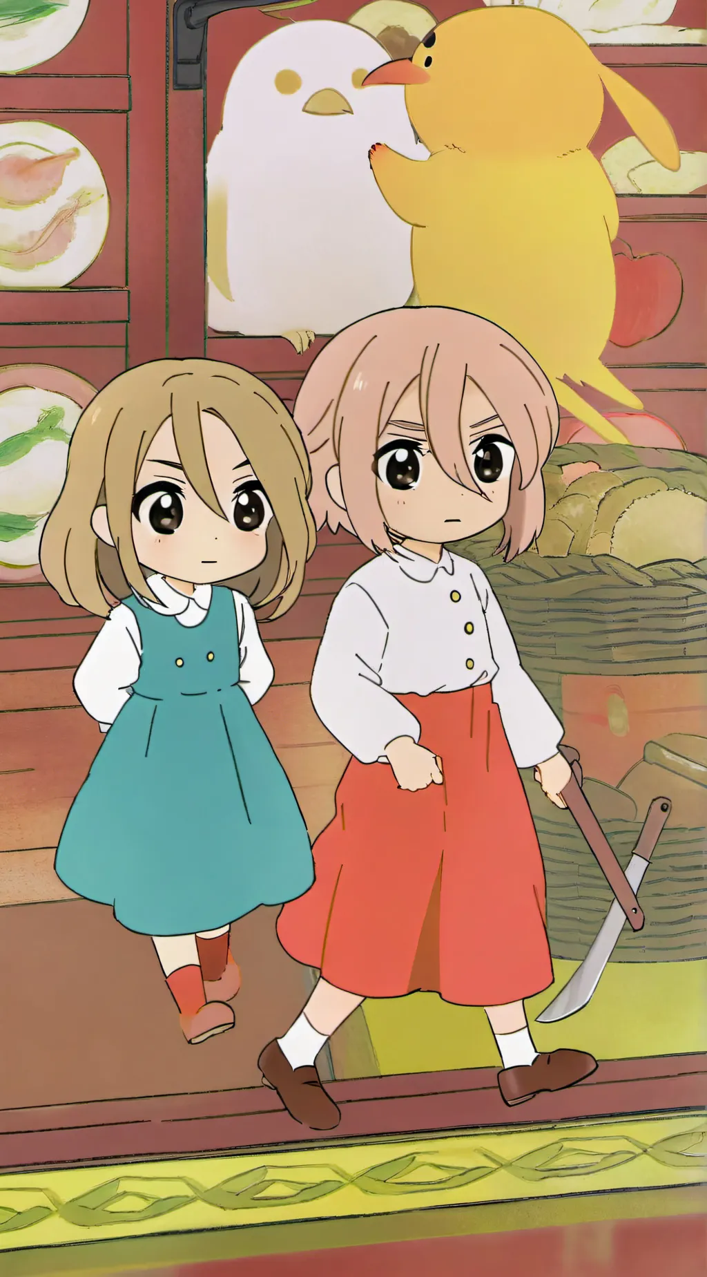 ai character: Violet and Leah background