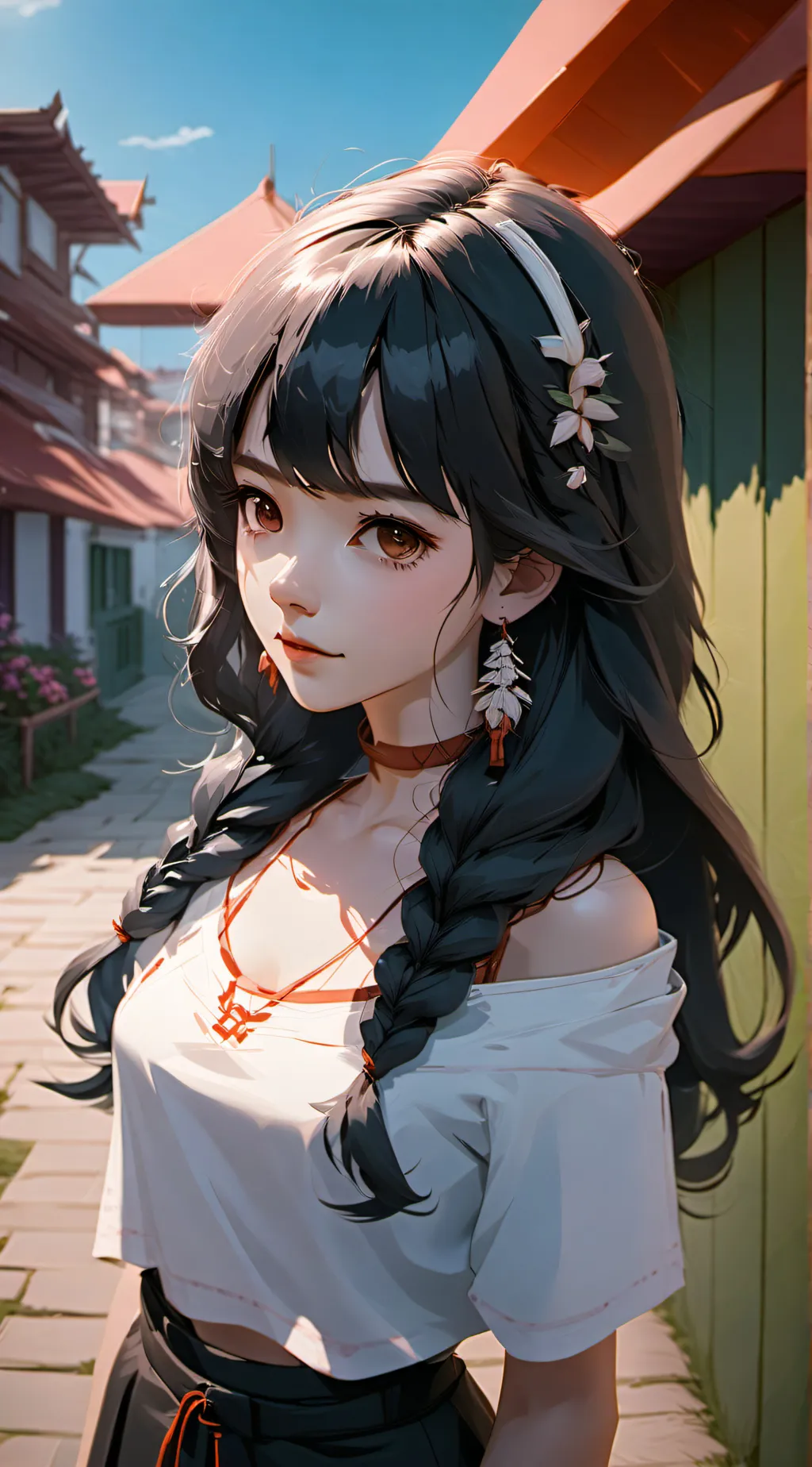 ai character: Village Girl background