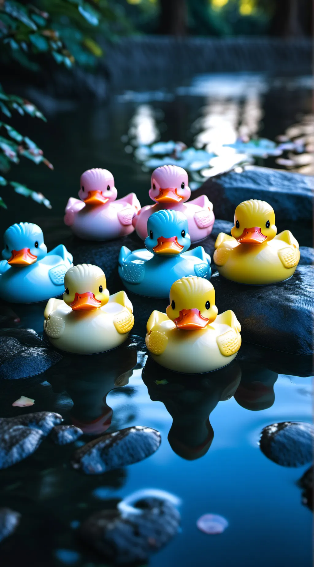 ai character: RUBBER DUCKIESSSSS background