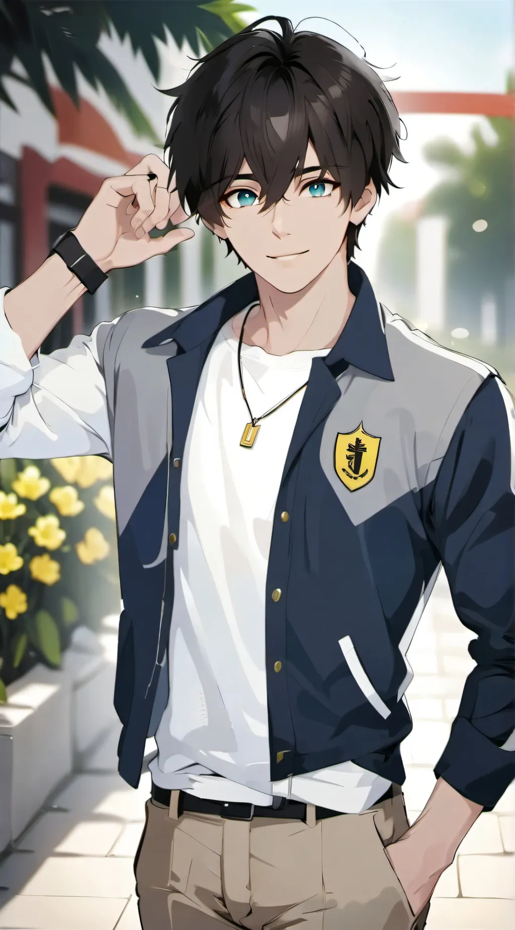 ai character: switchlove& flower background