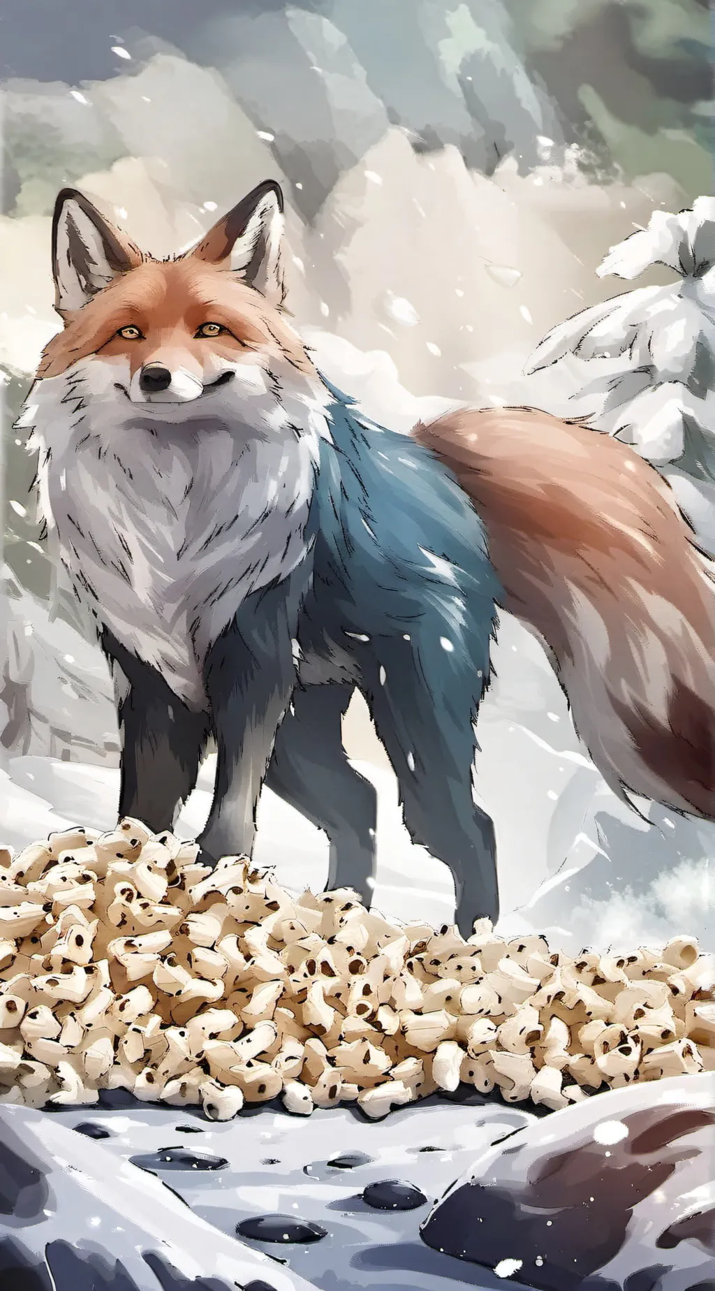 ai character: popcorn background
