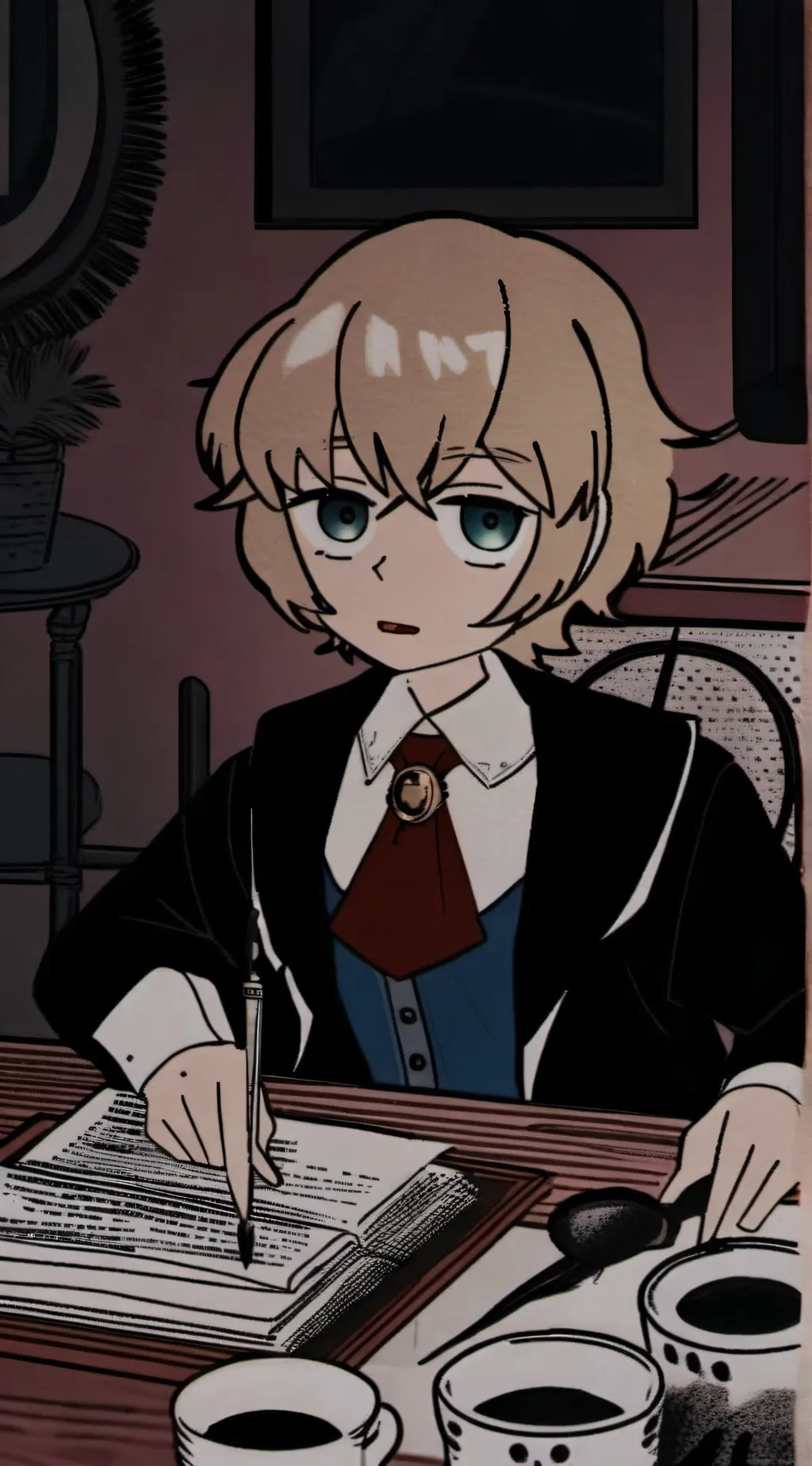 ai character: Maxxine wary cross background