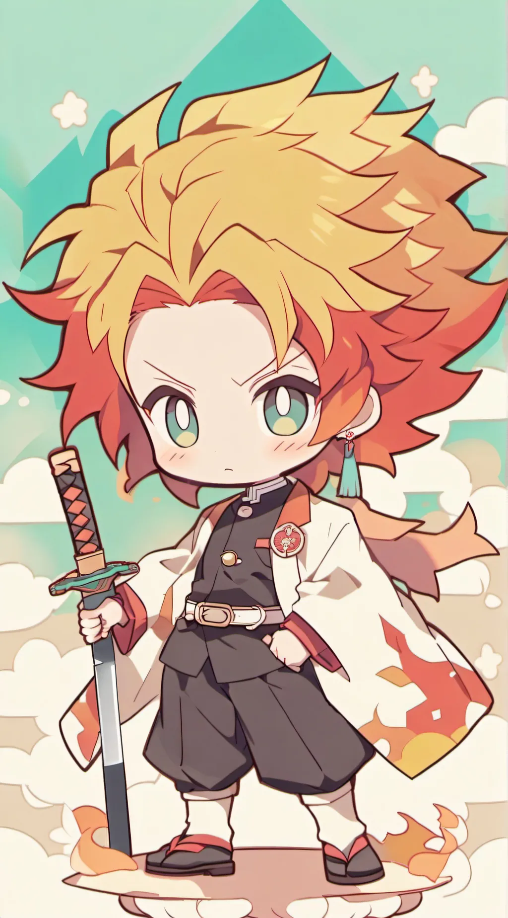 ai character: rengoku face split background