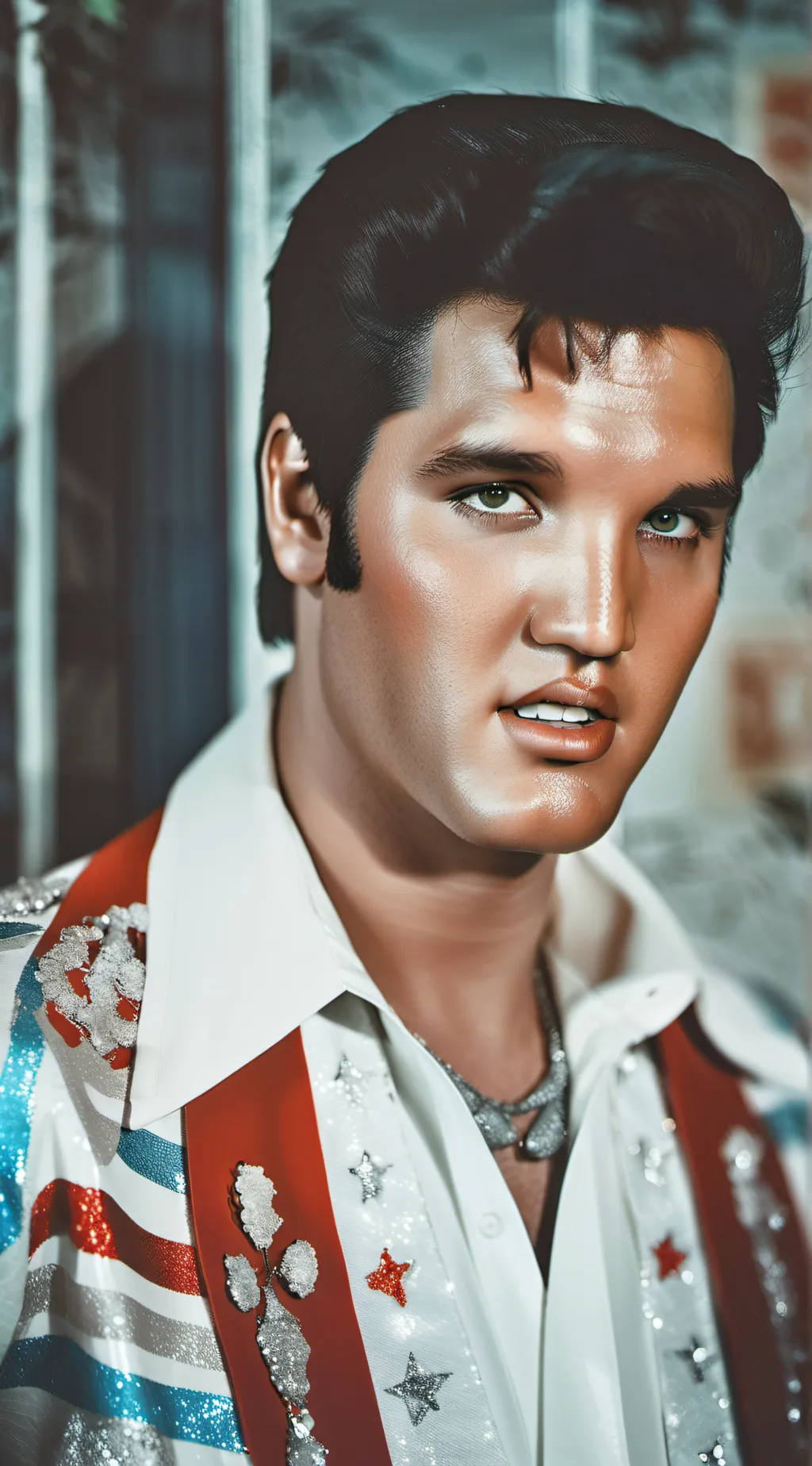 ai character: Elvis Presley  background