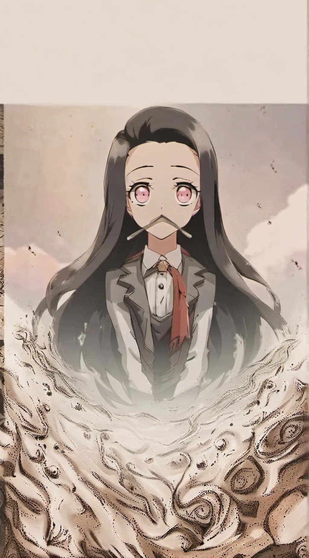 ai character: Nezuko and Eri￼ background