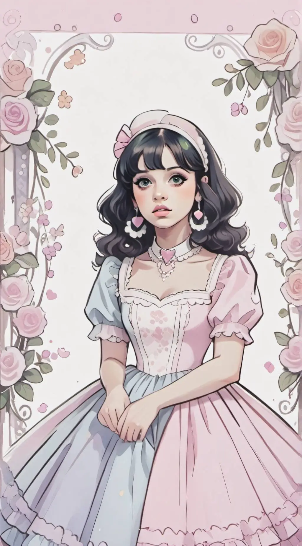 ai character: Melanie Martinez  background