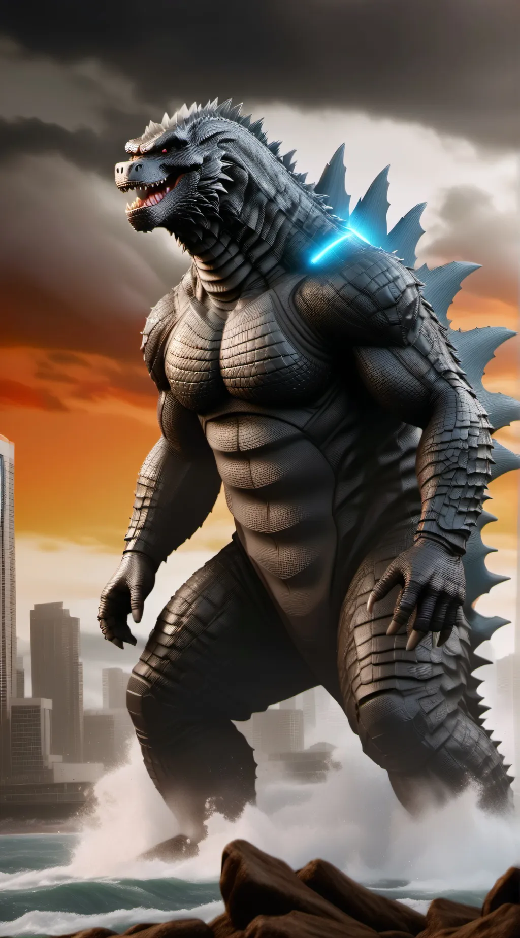 ai character: Godzilla background