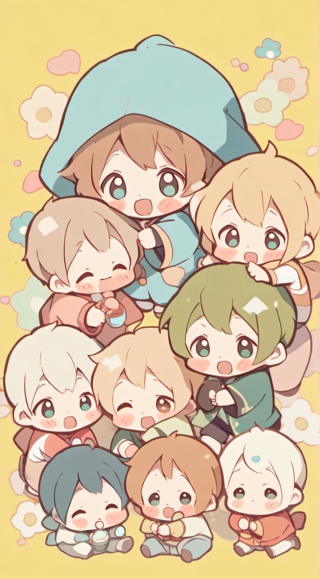 ai character: 20 babies background