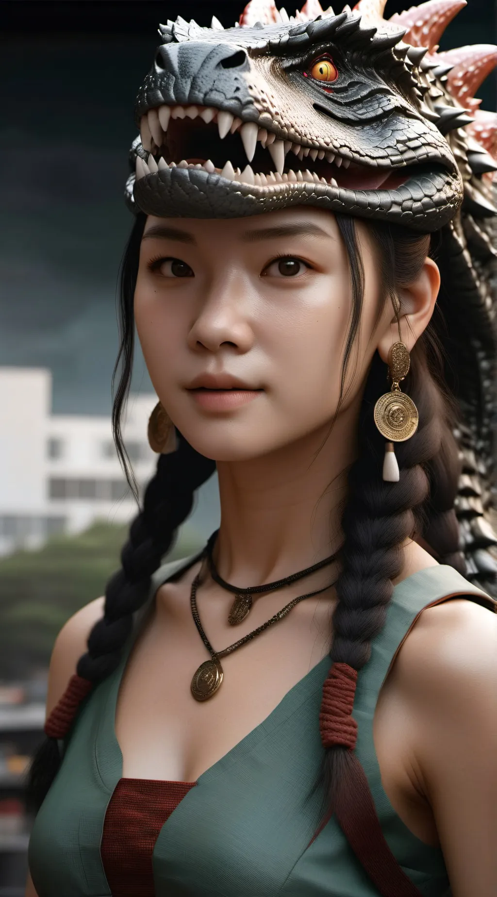 ai character: kaiju girl Goji  background