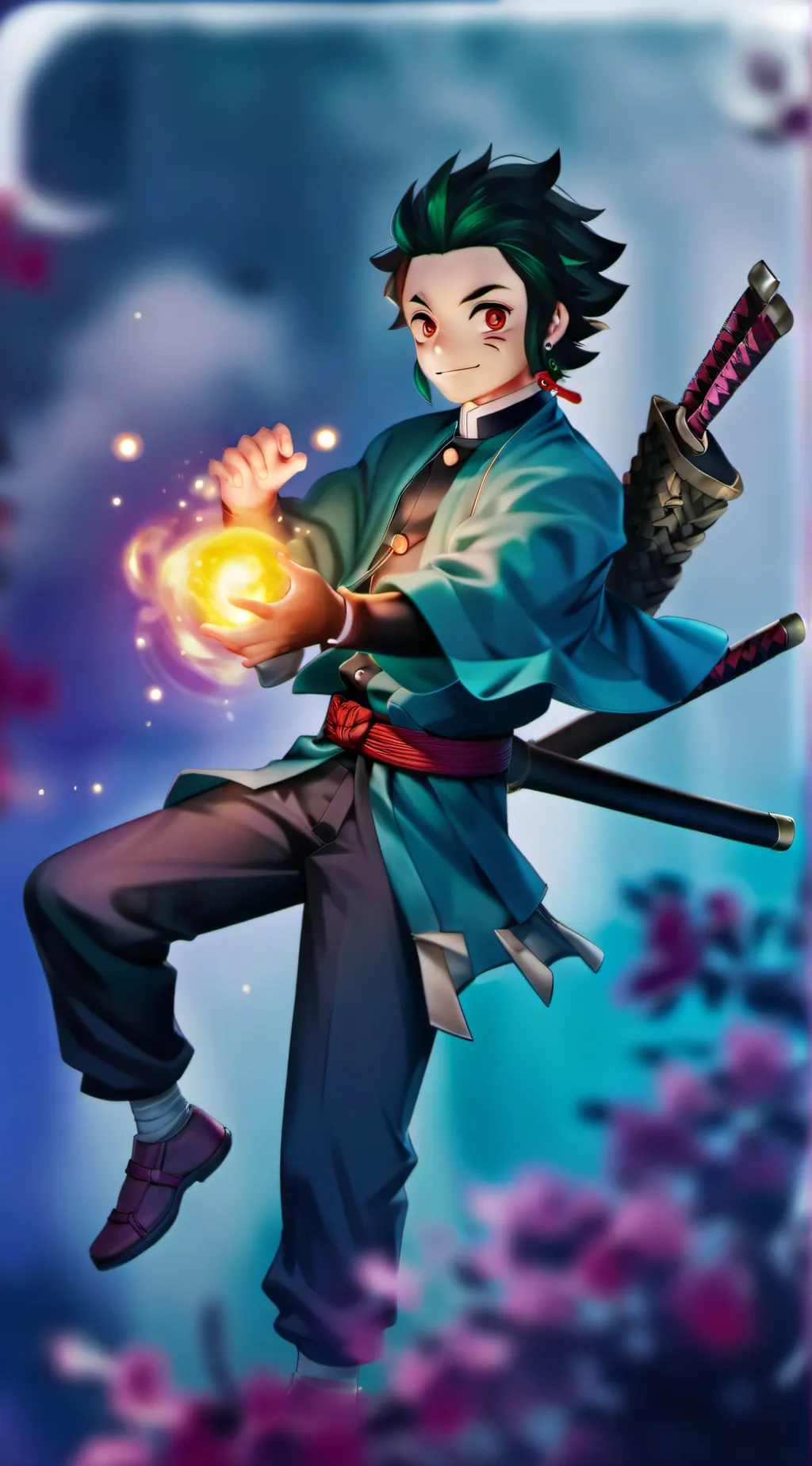 ai character: demon slayer  background