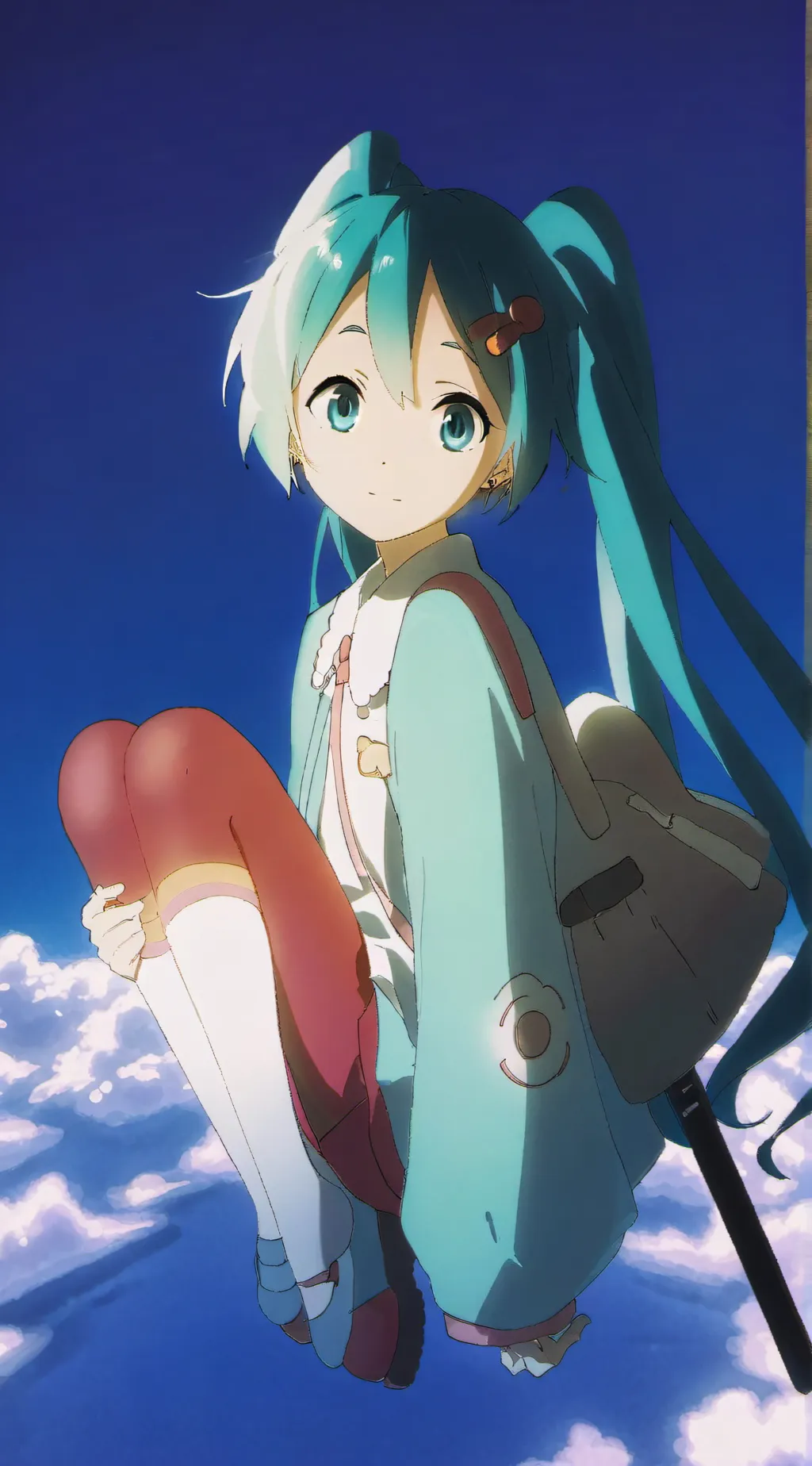 ai character: miku and teto,  background