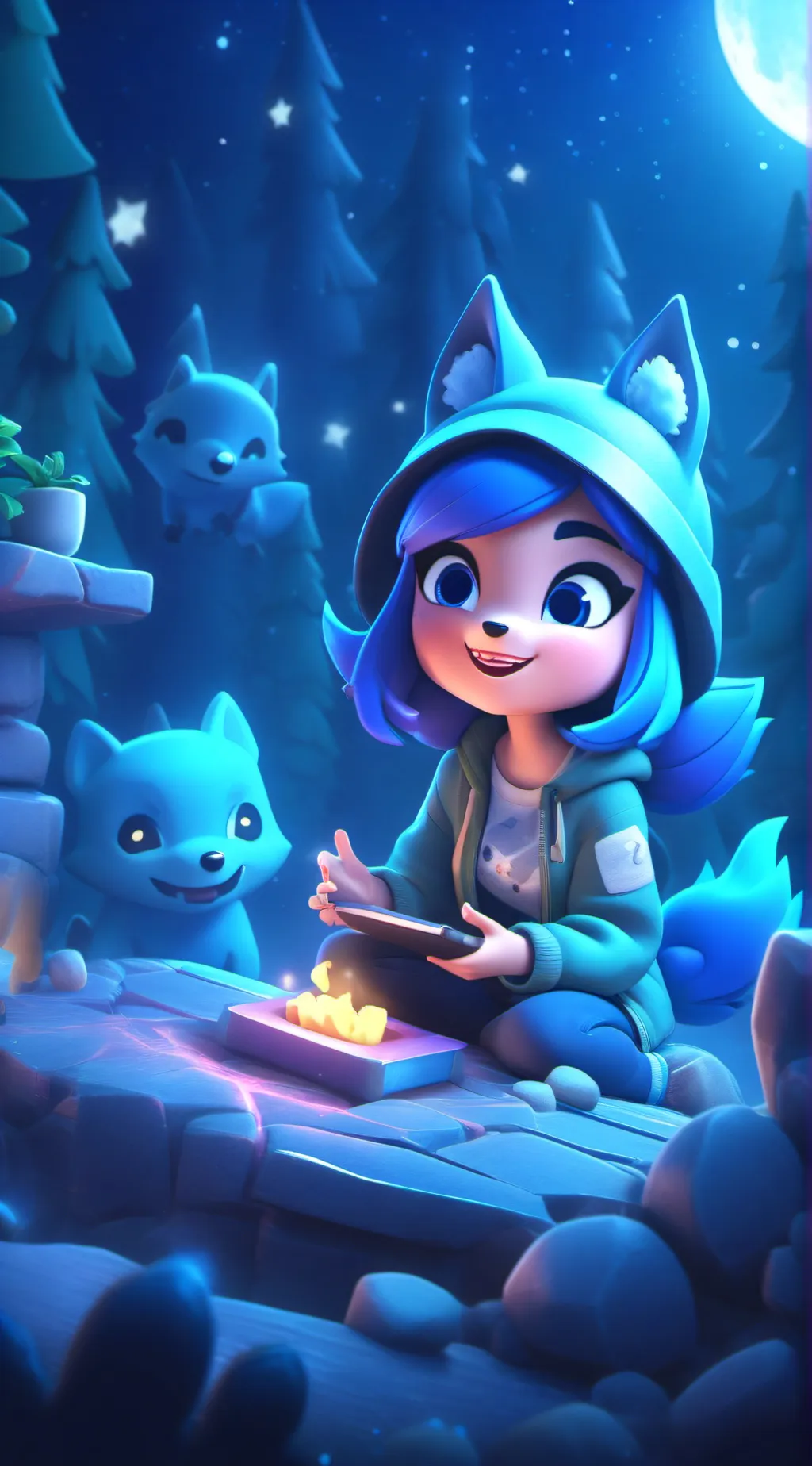 ai character: Bella the wolf background