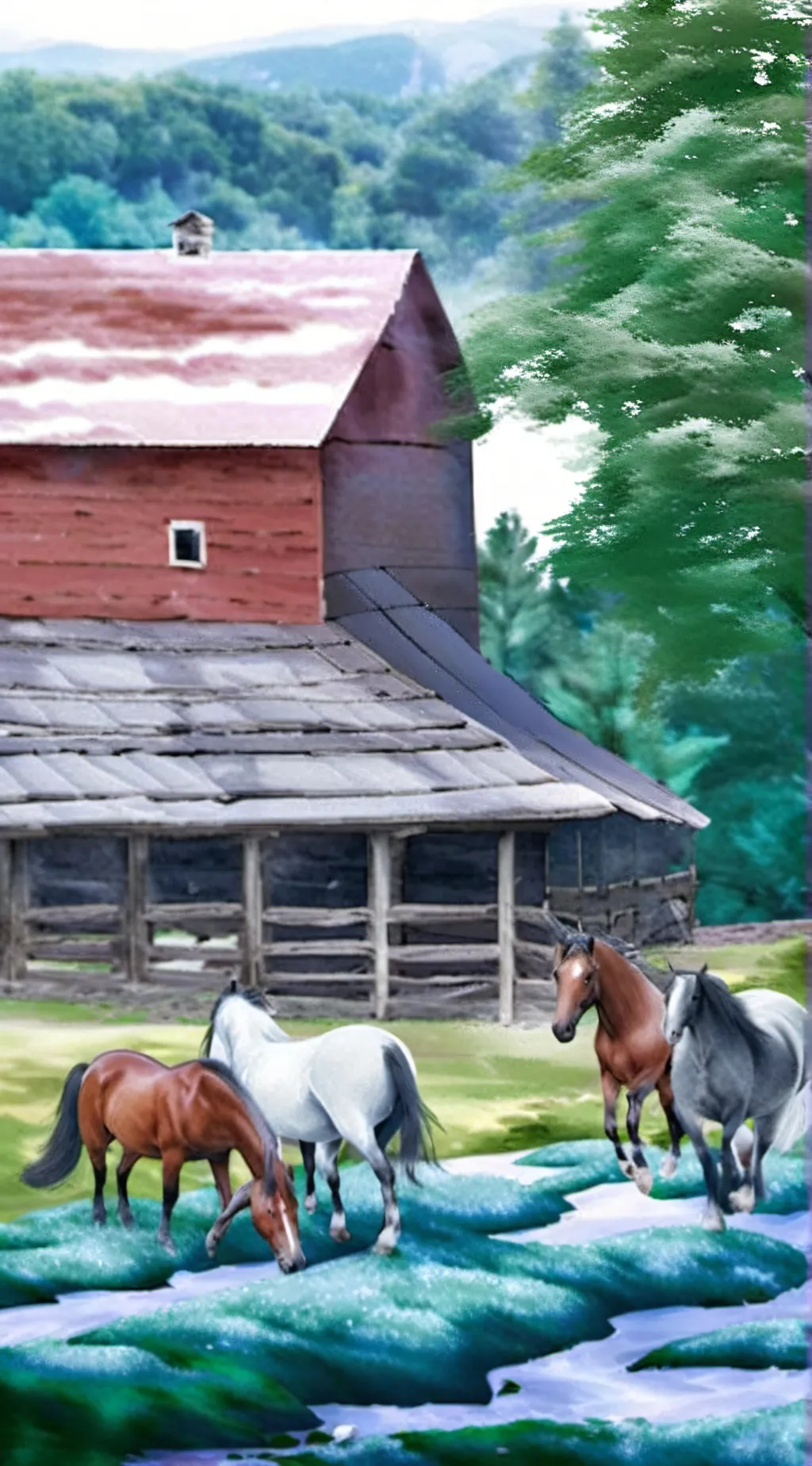 ai character: Families barn background