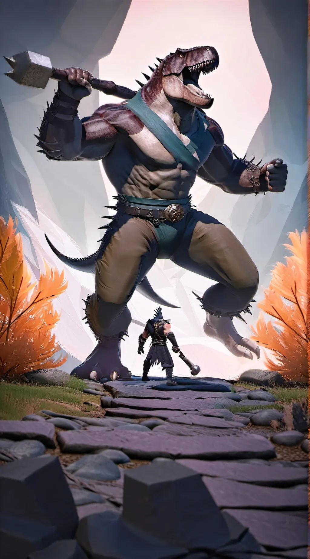 ai character: TREX ￼ Warrior background