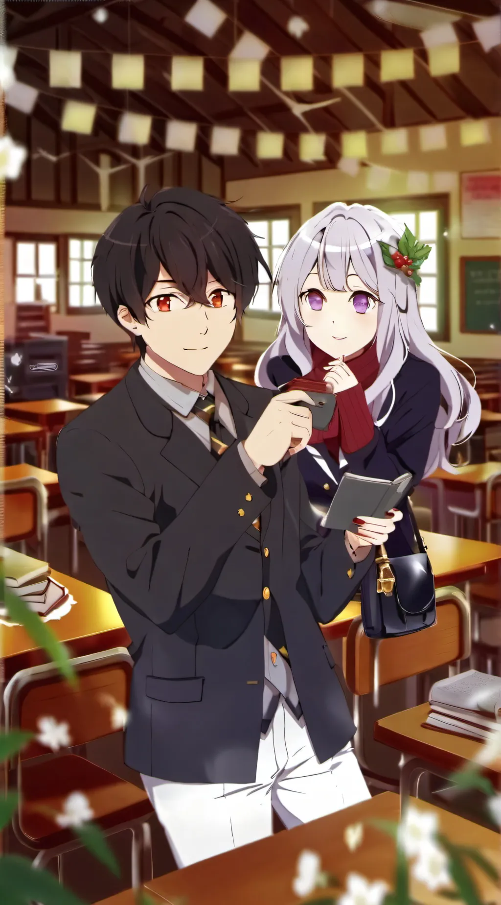 ai character: My Anime classroom background