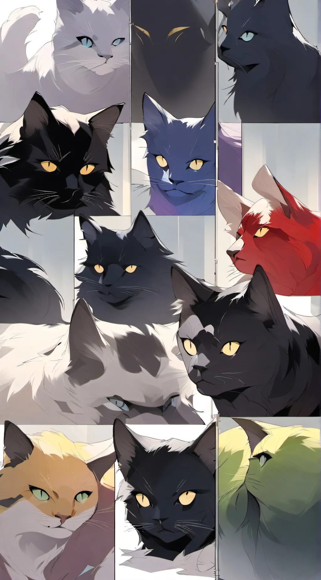 ai character: Titans as cats. background