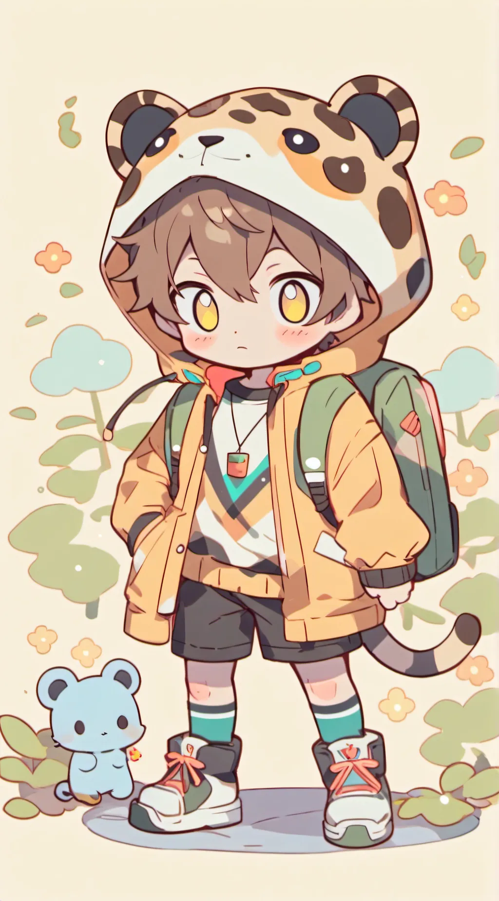 ai character: Leopard background