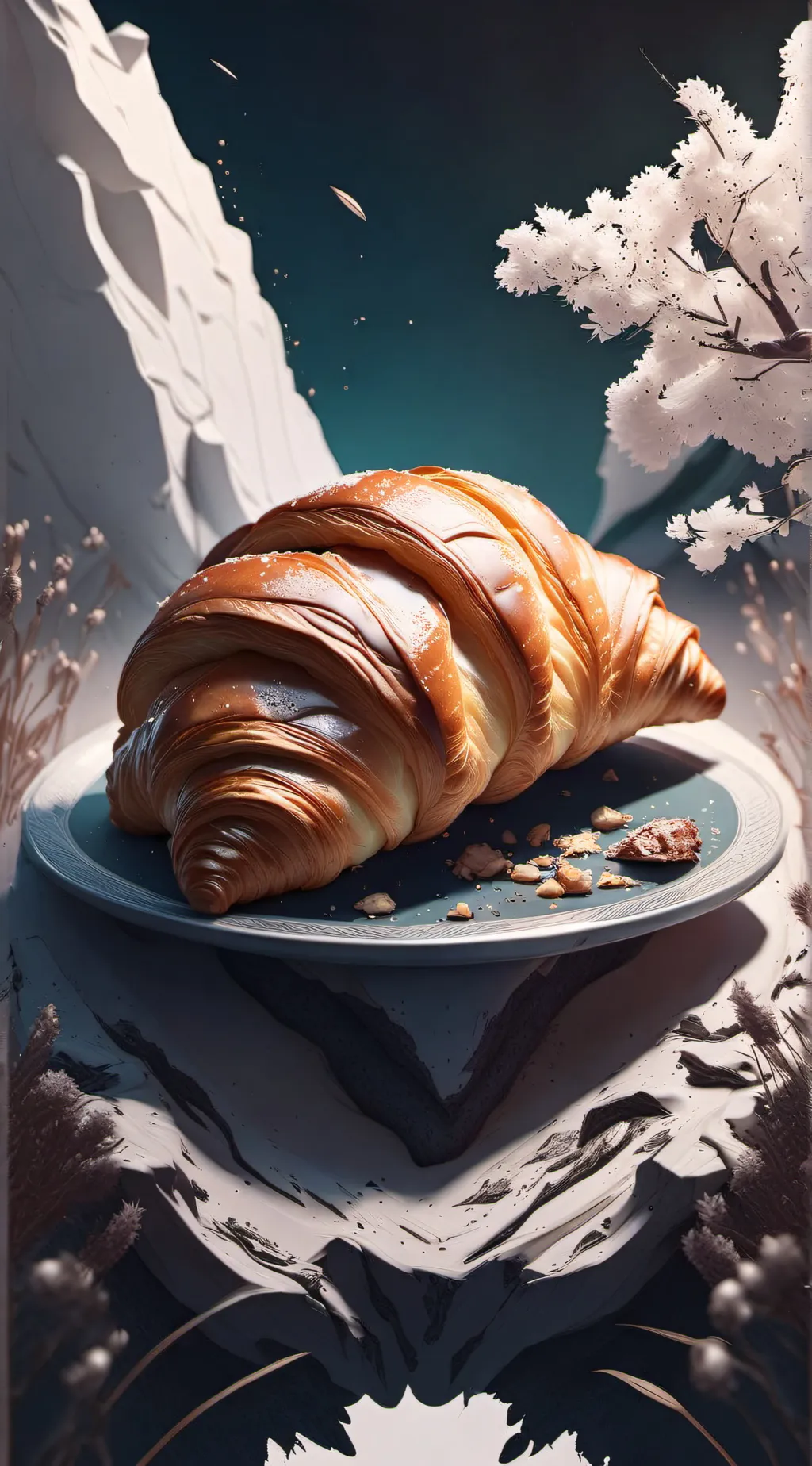 ai character: croissant background