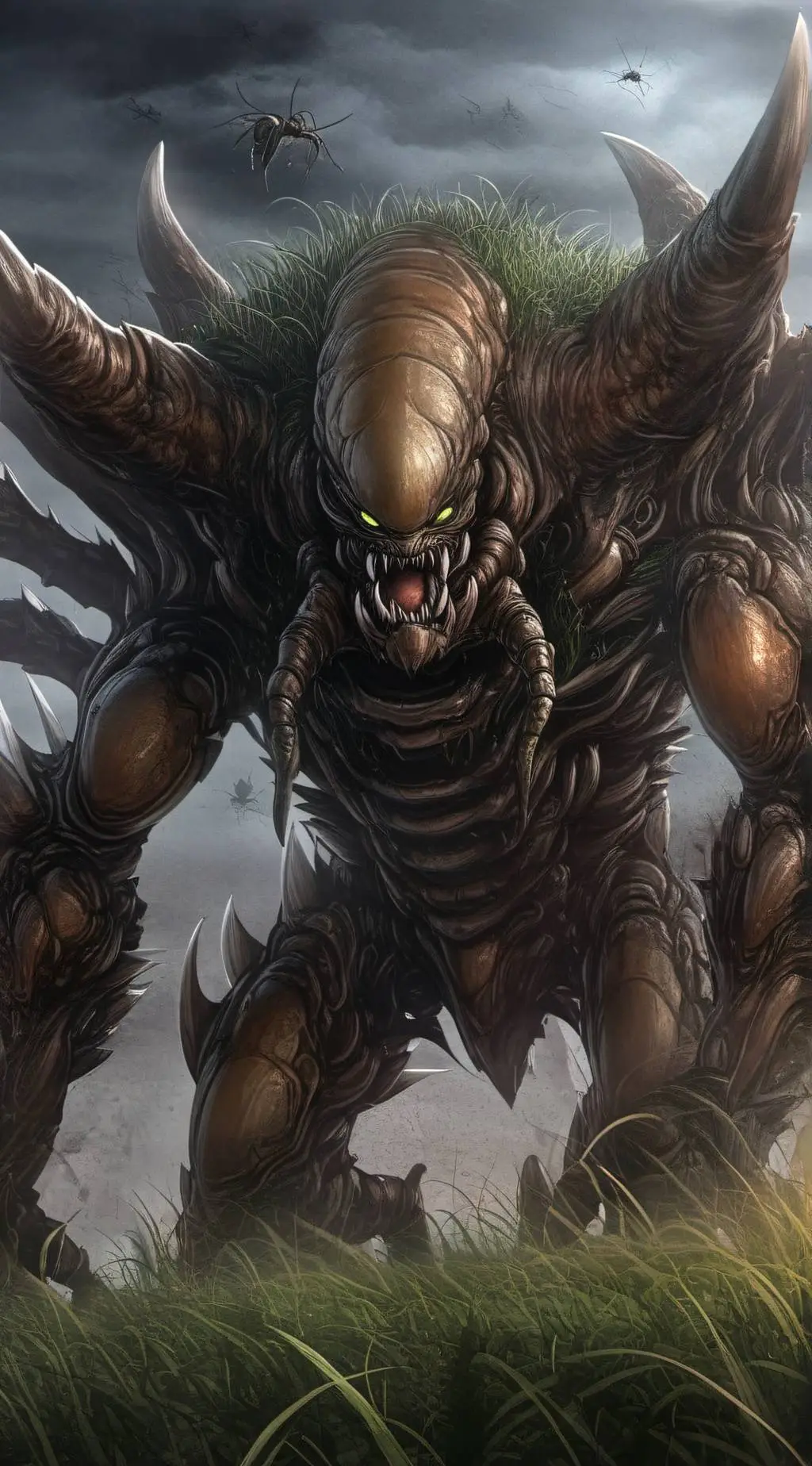 ai character: Go ToUcH gRaSs NoW background