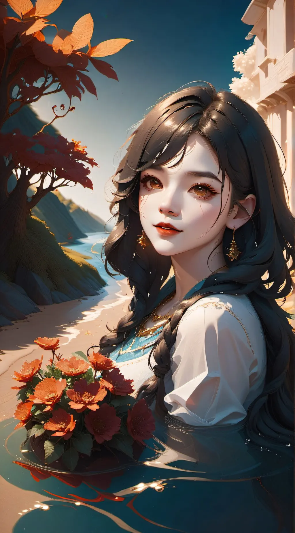 ai character: rose background