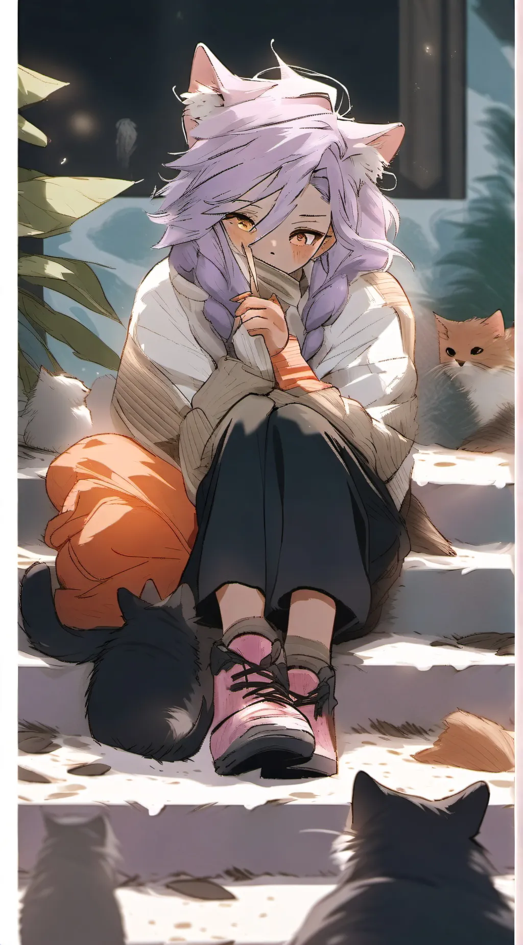 ai character: lilac background