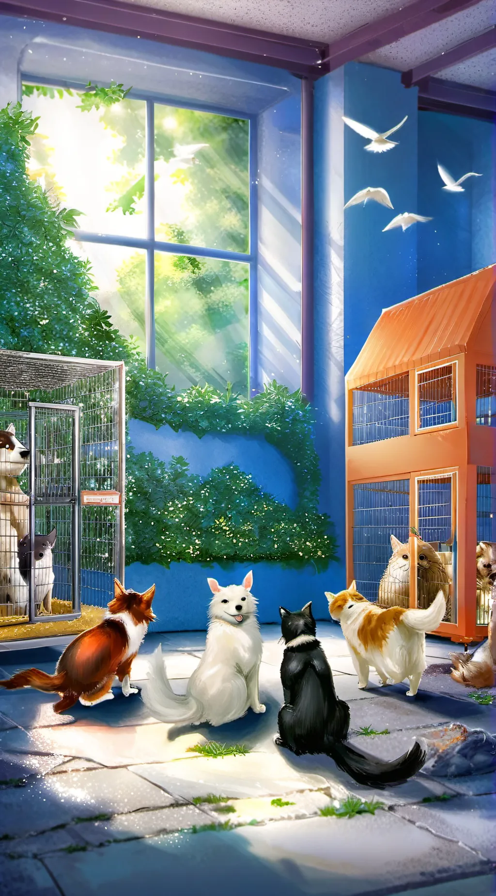 ai character: Animal shelter background
