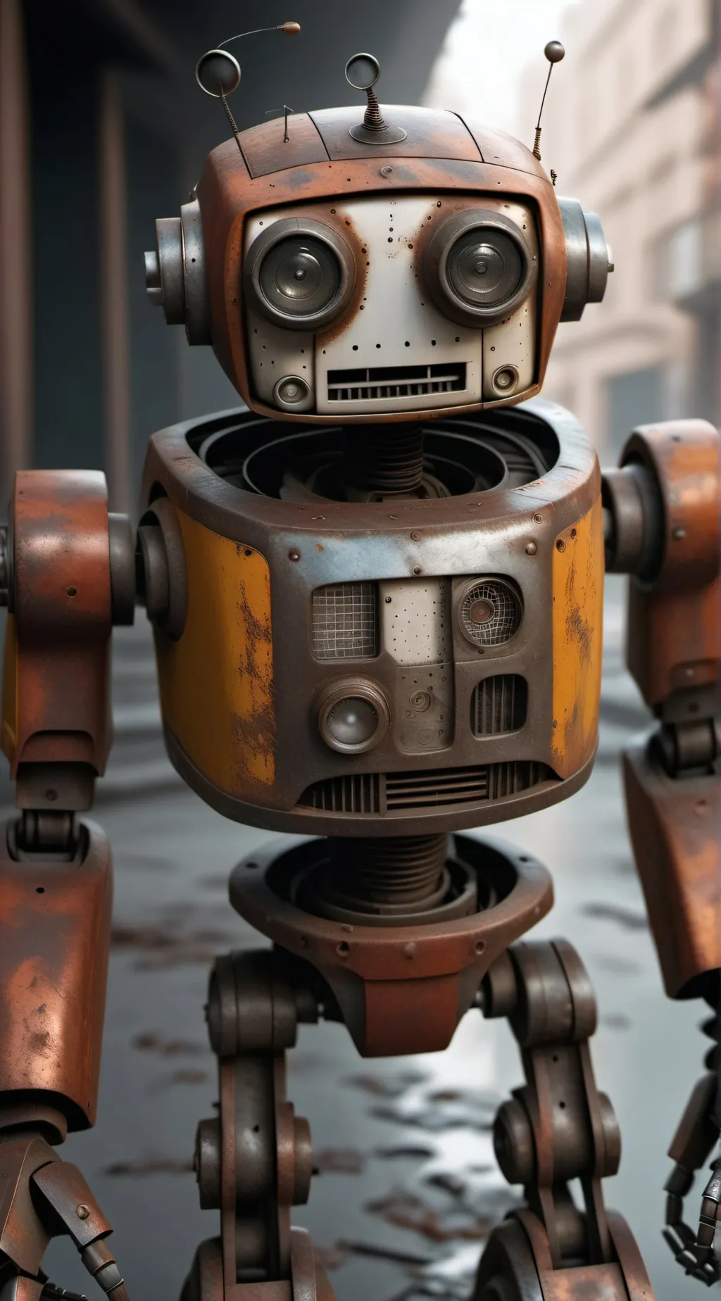 ai character: Old robot  background