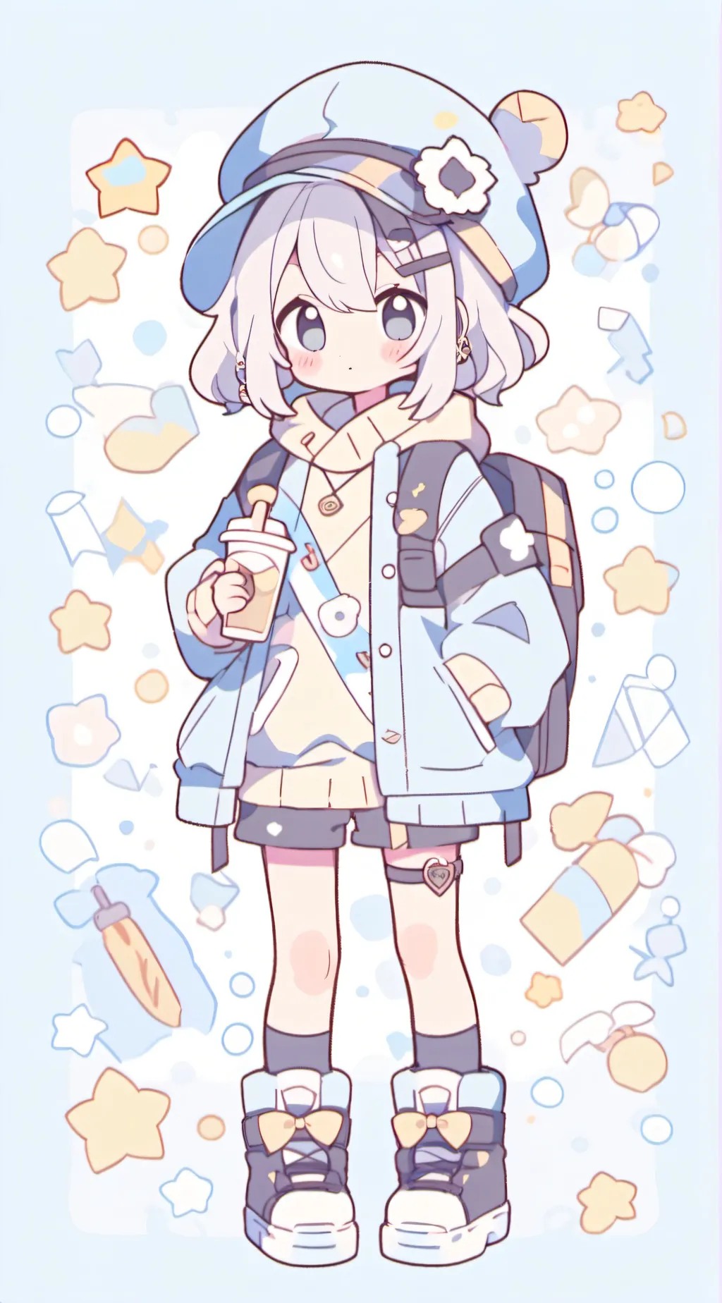 ai character: FPE BUTTON EYE AU  background