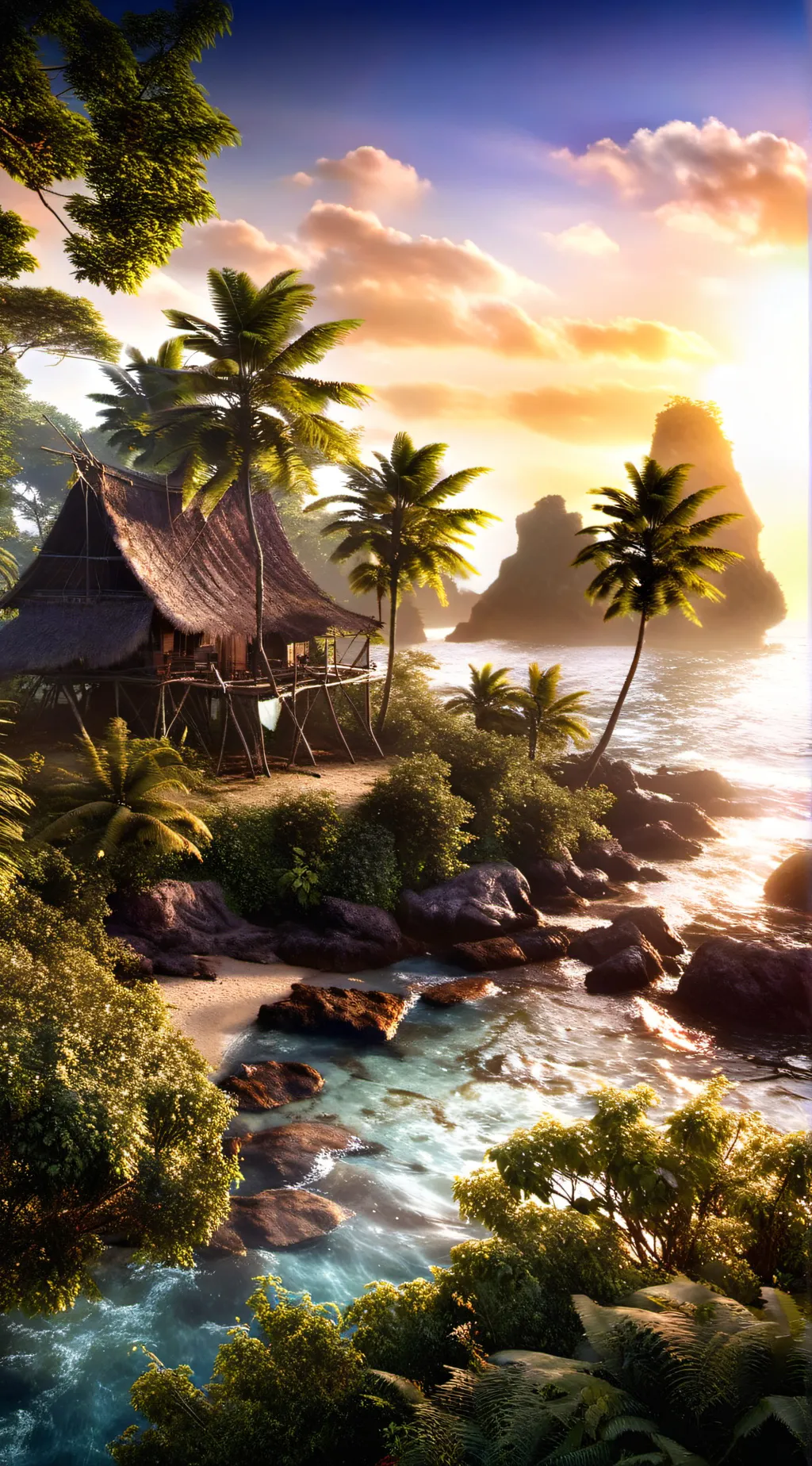 ai character: MHA Native Island background