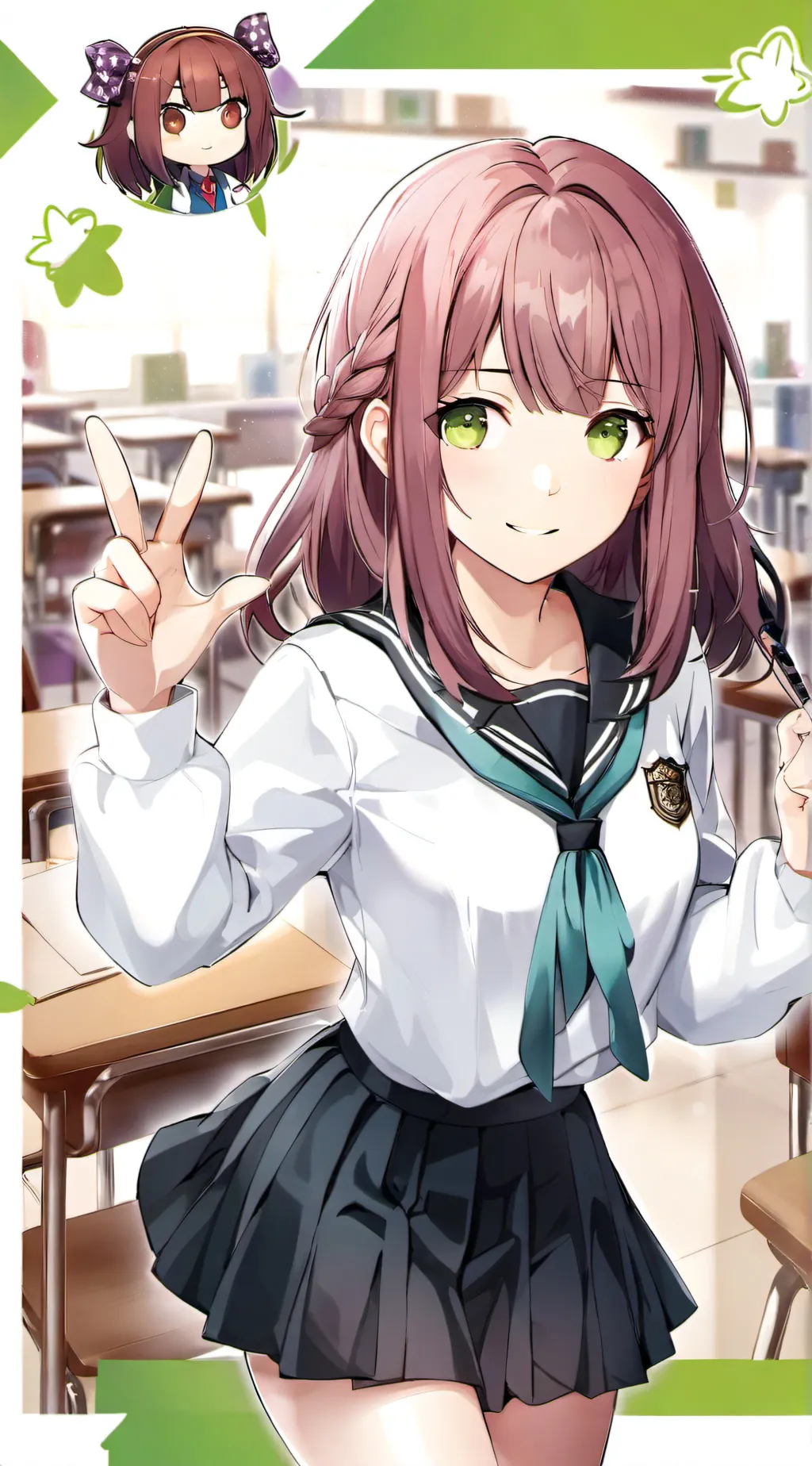 ai character: Monika (DDLC)💚 background