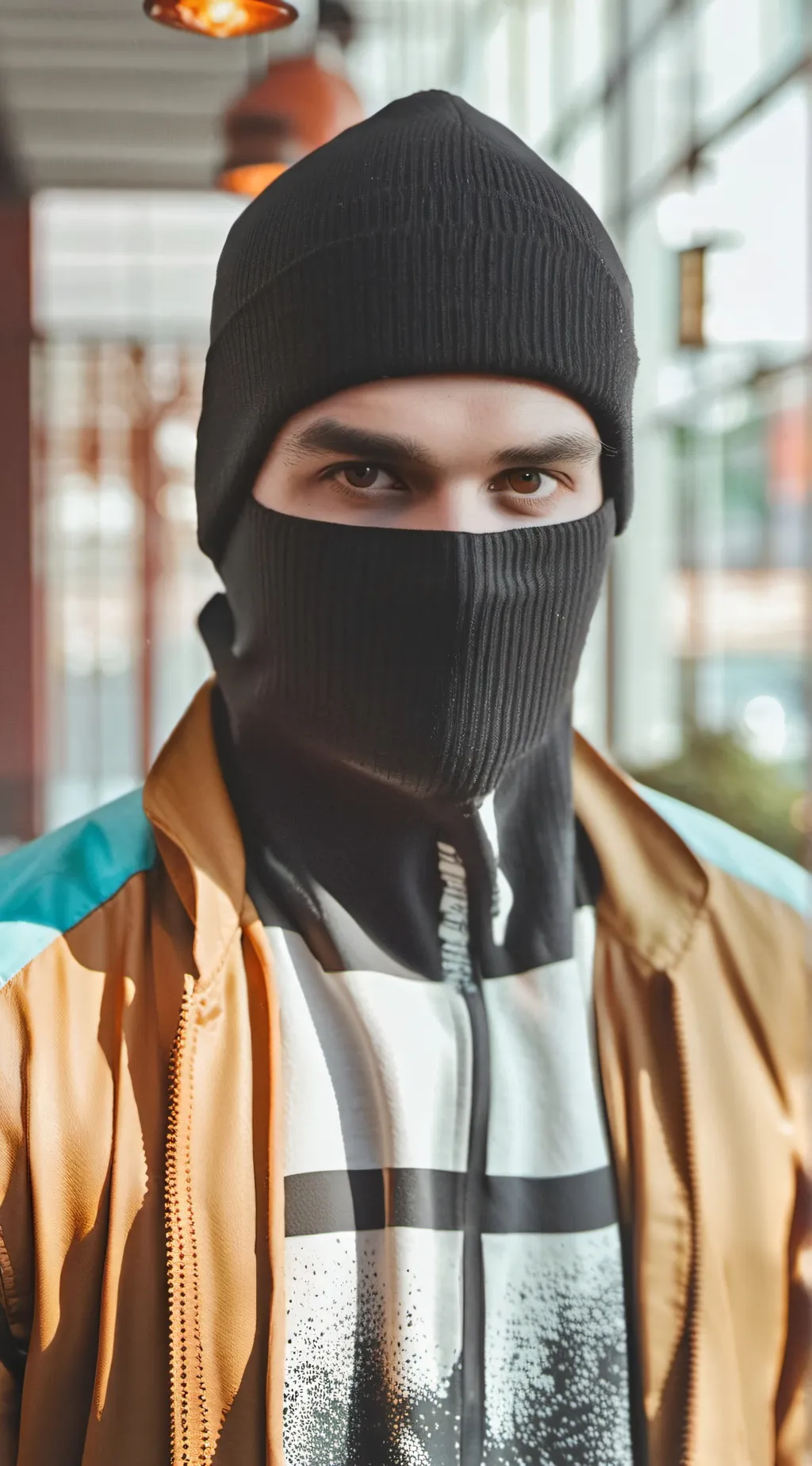 ai character: 😣a masked man😣 background