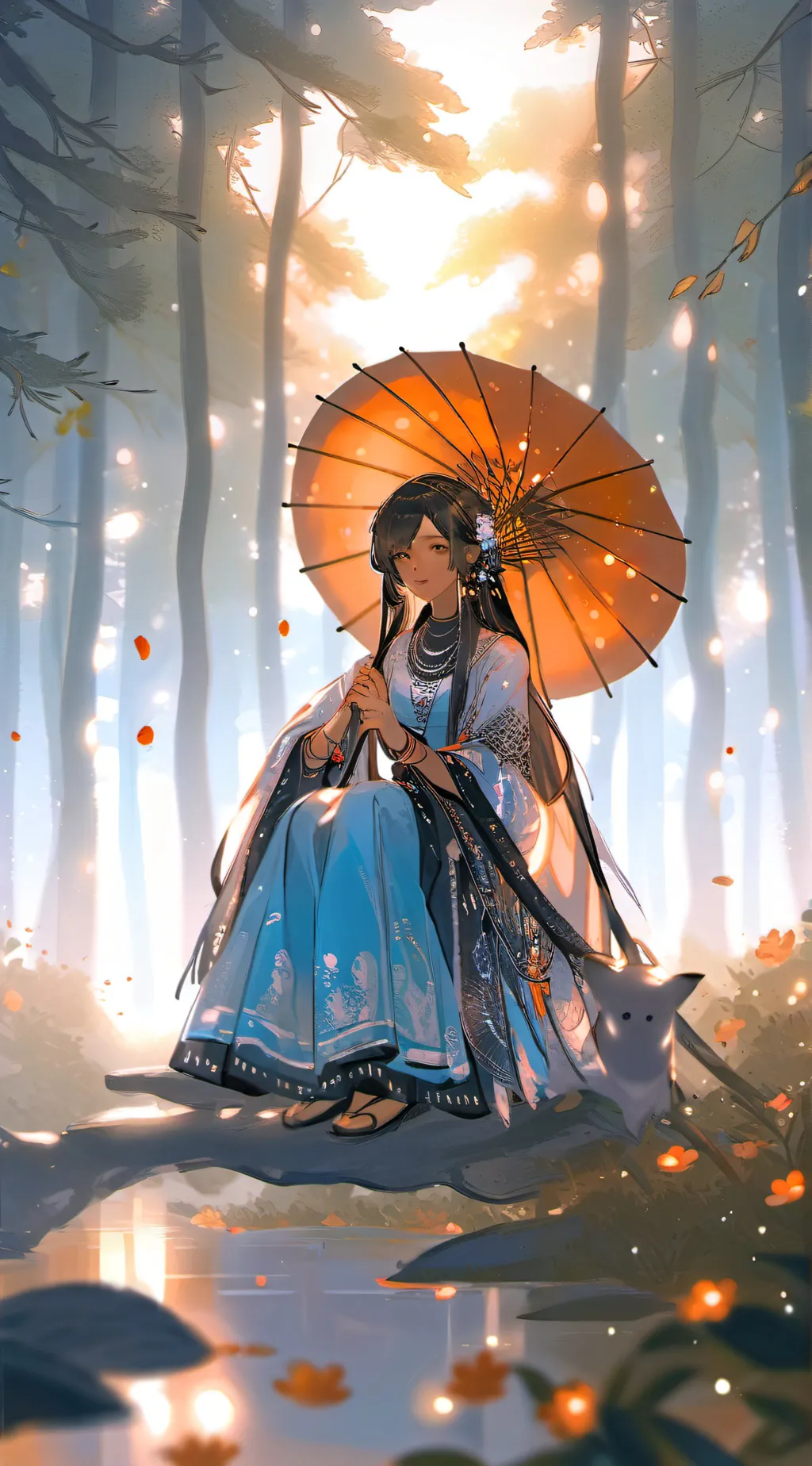 ai character: Peaceful woman  background