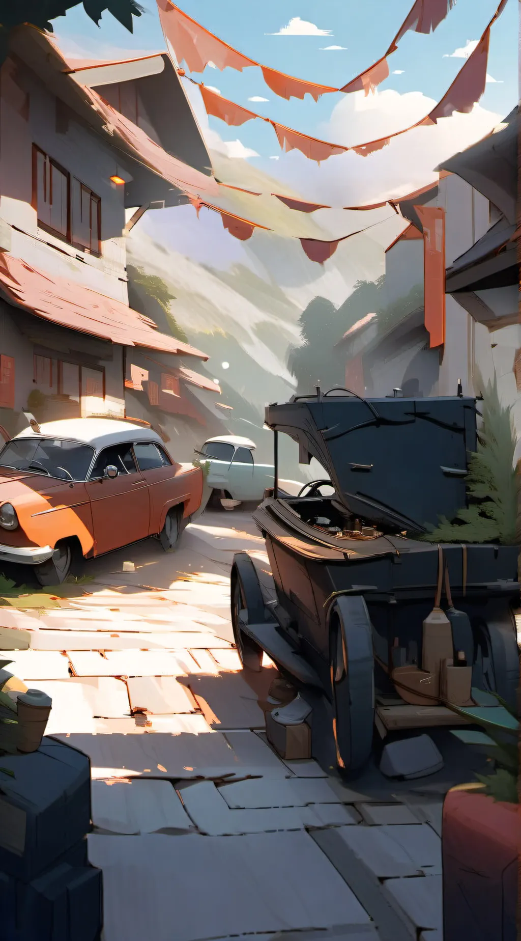 ai character: kny road trip background