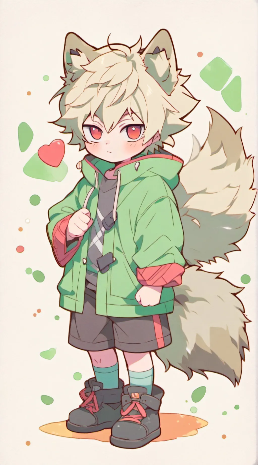 ai character: Chibi wolf bakugo background