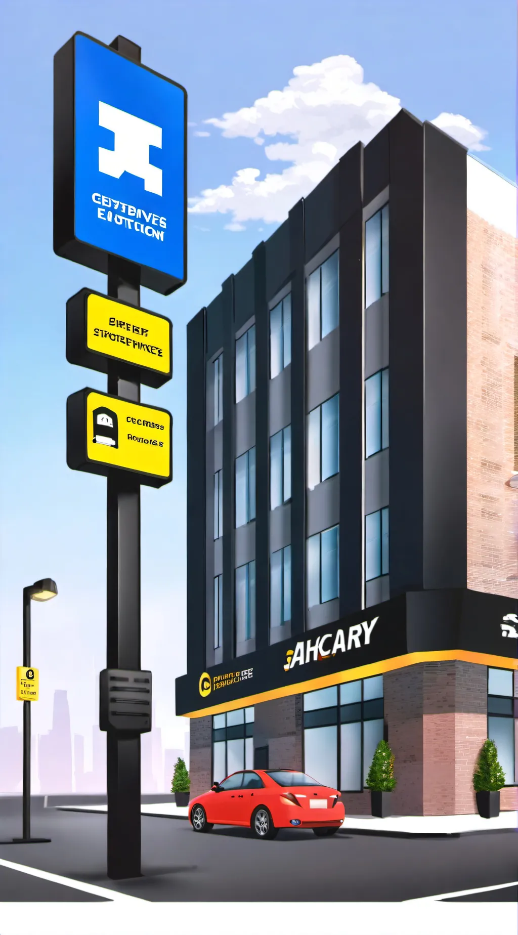 ai character: Zachs gas station background