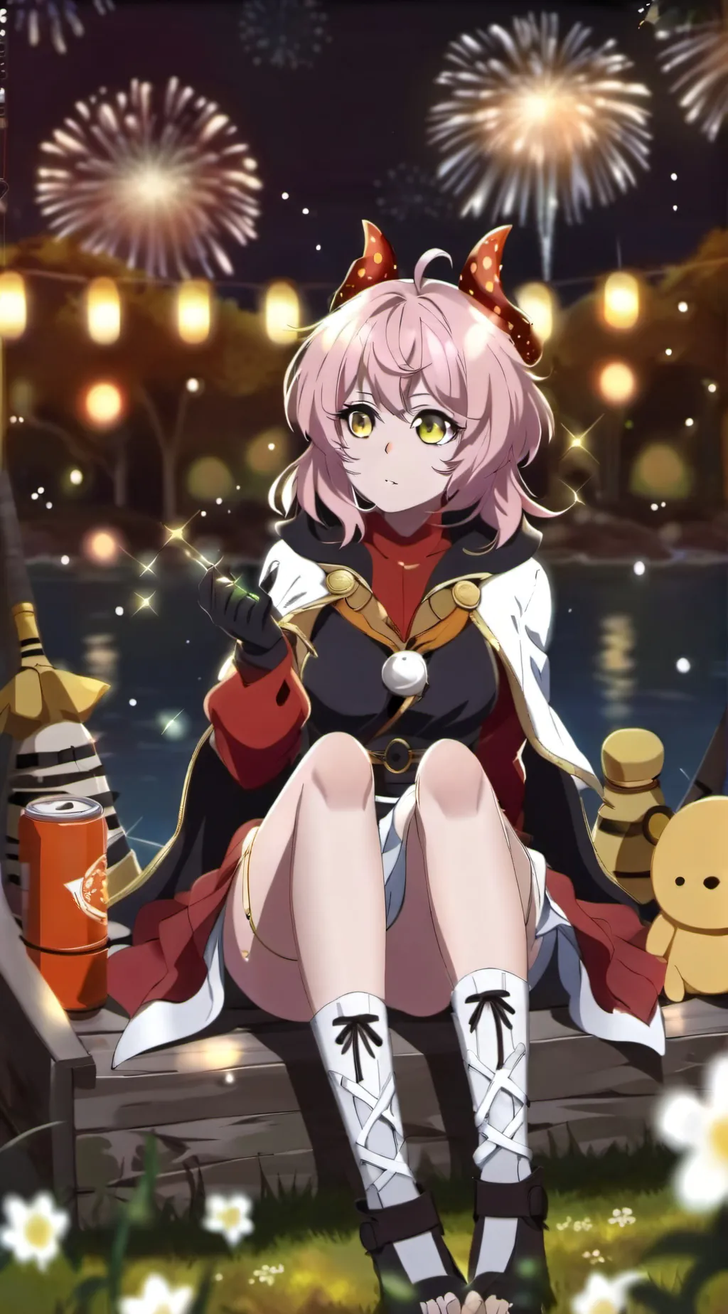 ai character: Mha fireworks Mina background