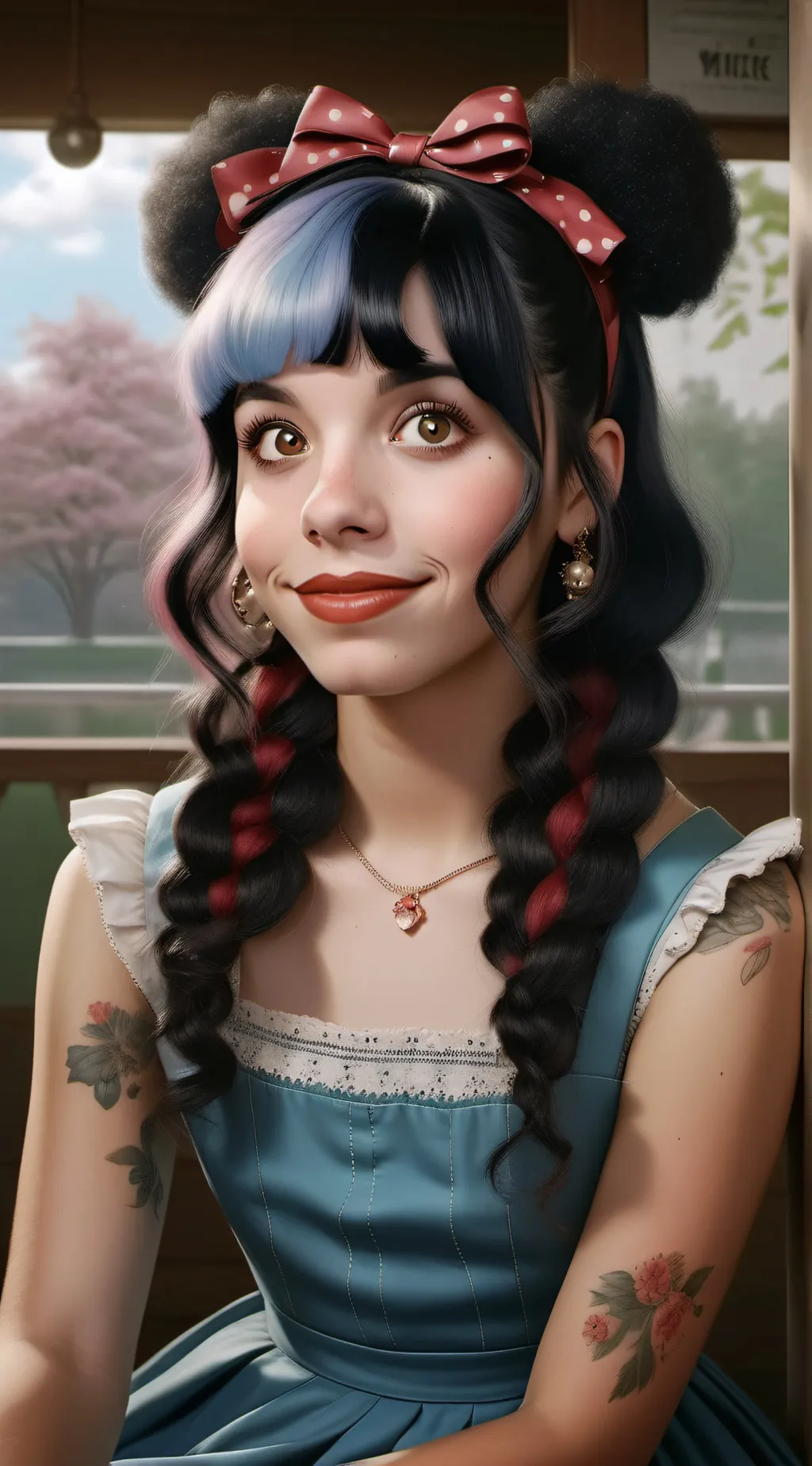 ai character: Melanie Martinez  background