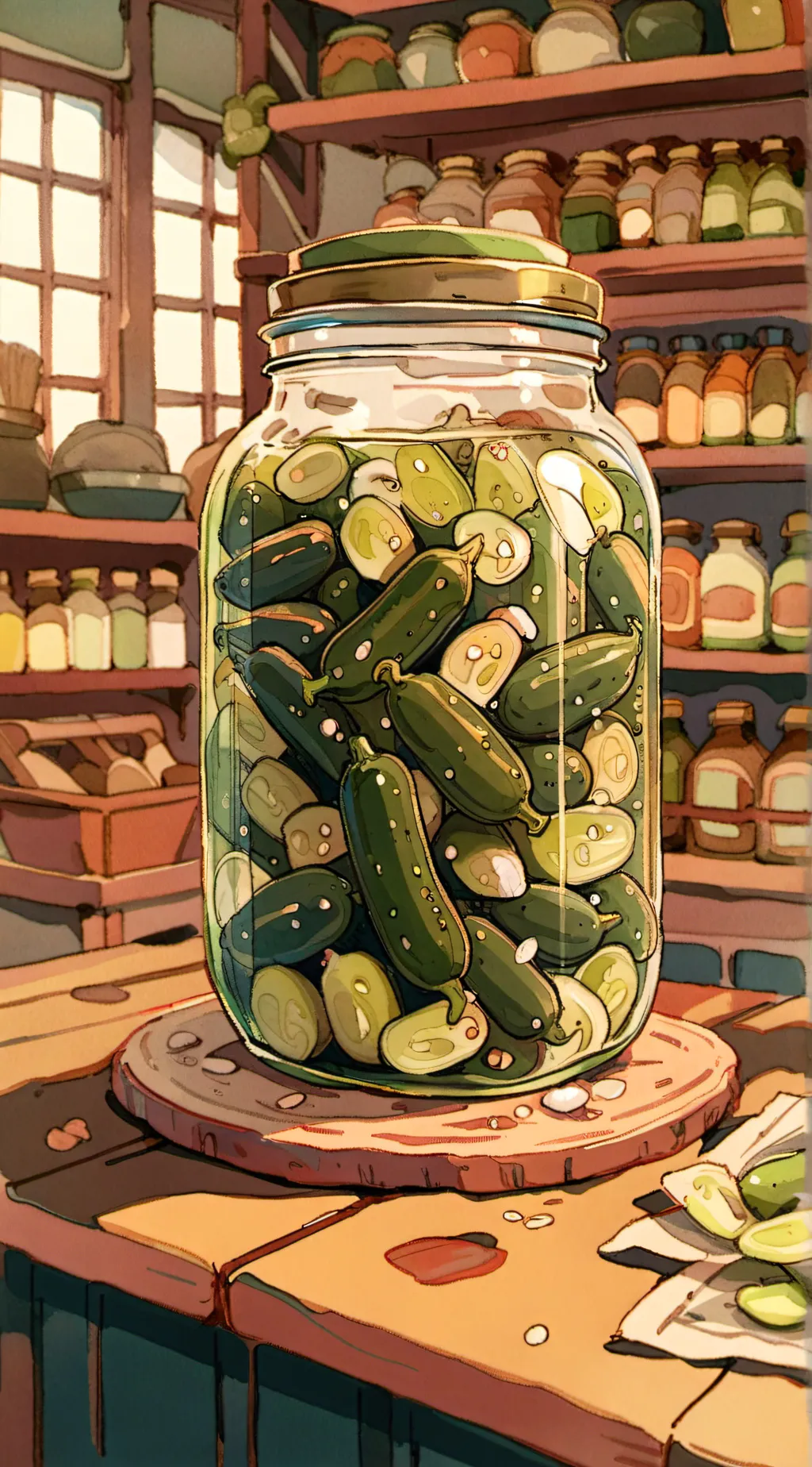 ai character: pickle jar background