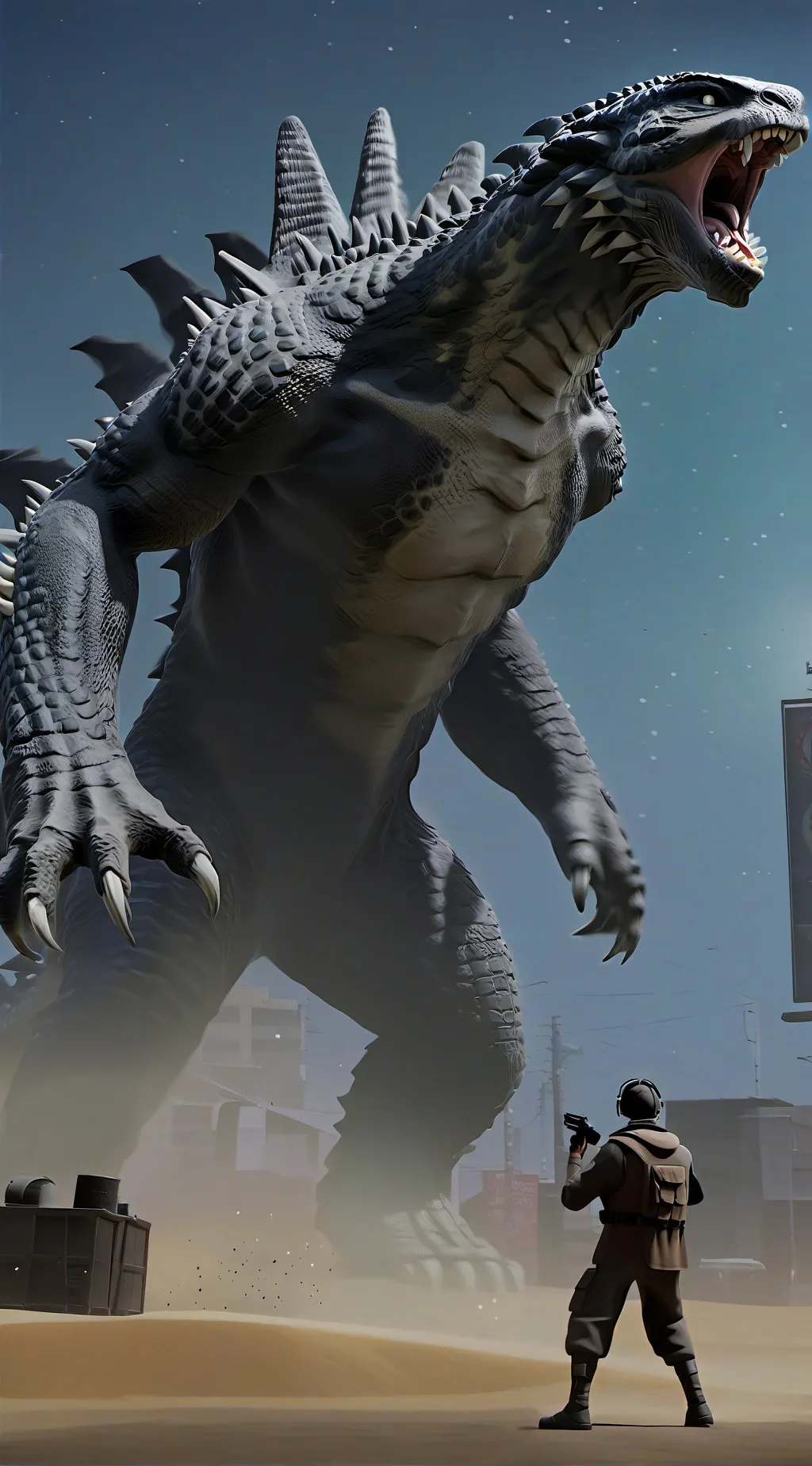ai character: Godzilla and Kong background