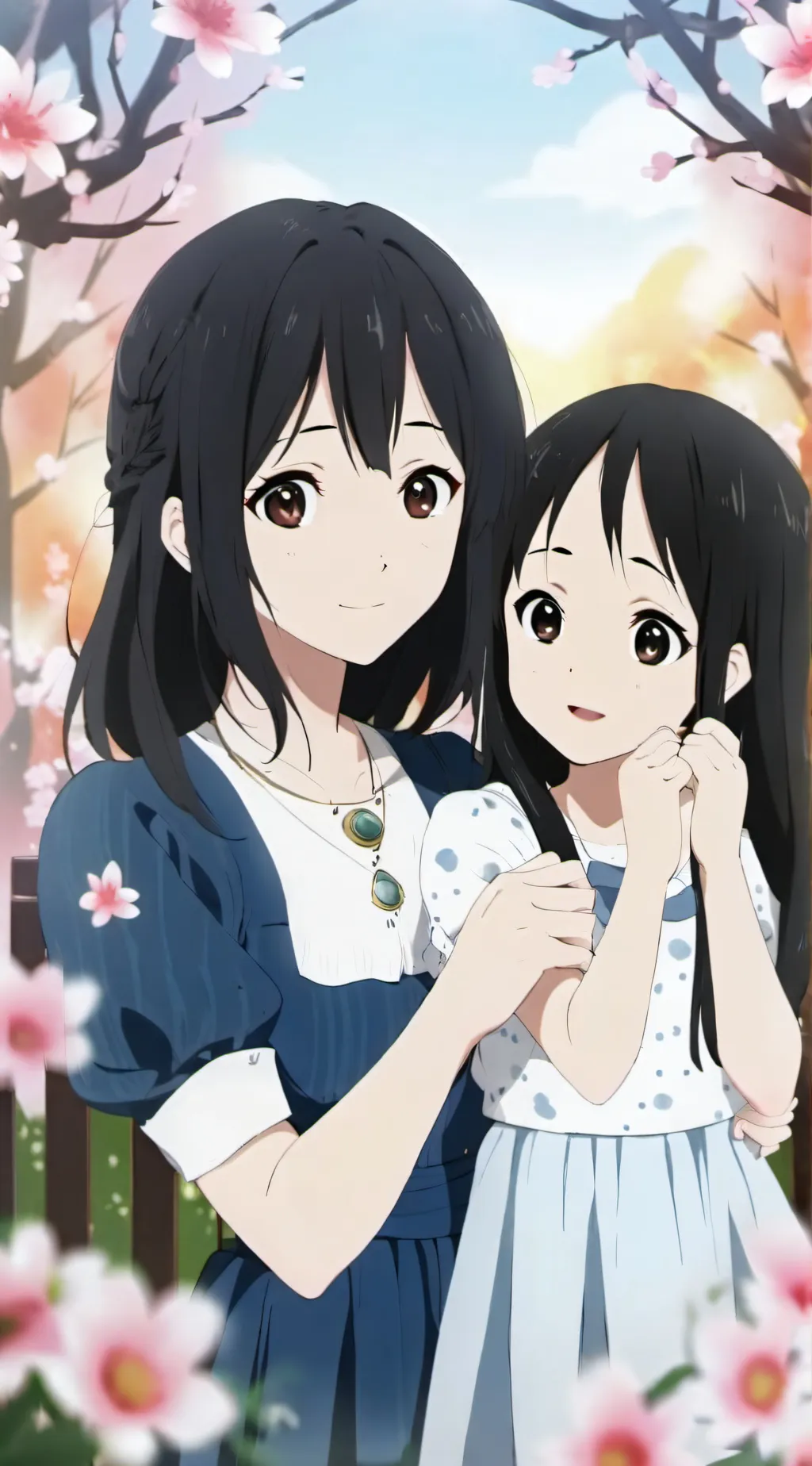 ai character: madre y hija  background