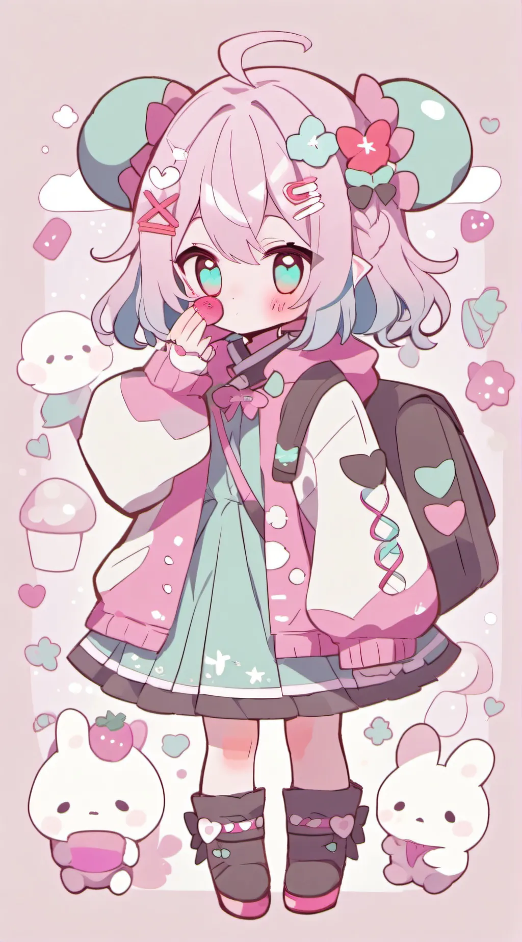 ai character: Strawberry background