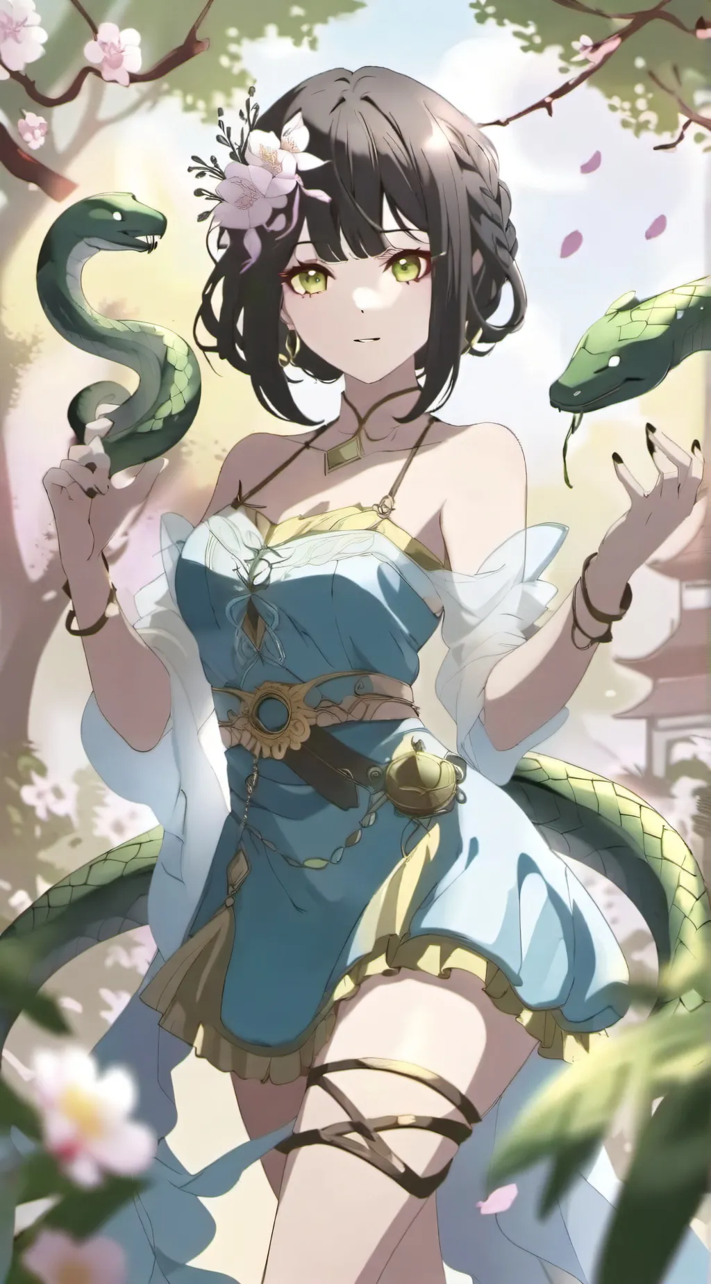 ai character: snake girl  background