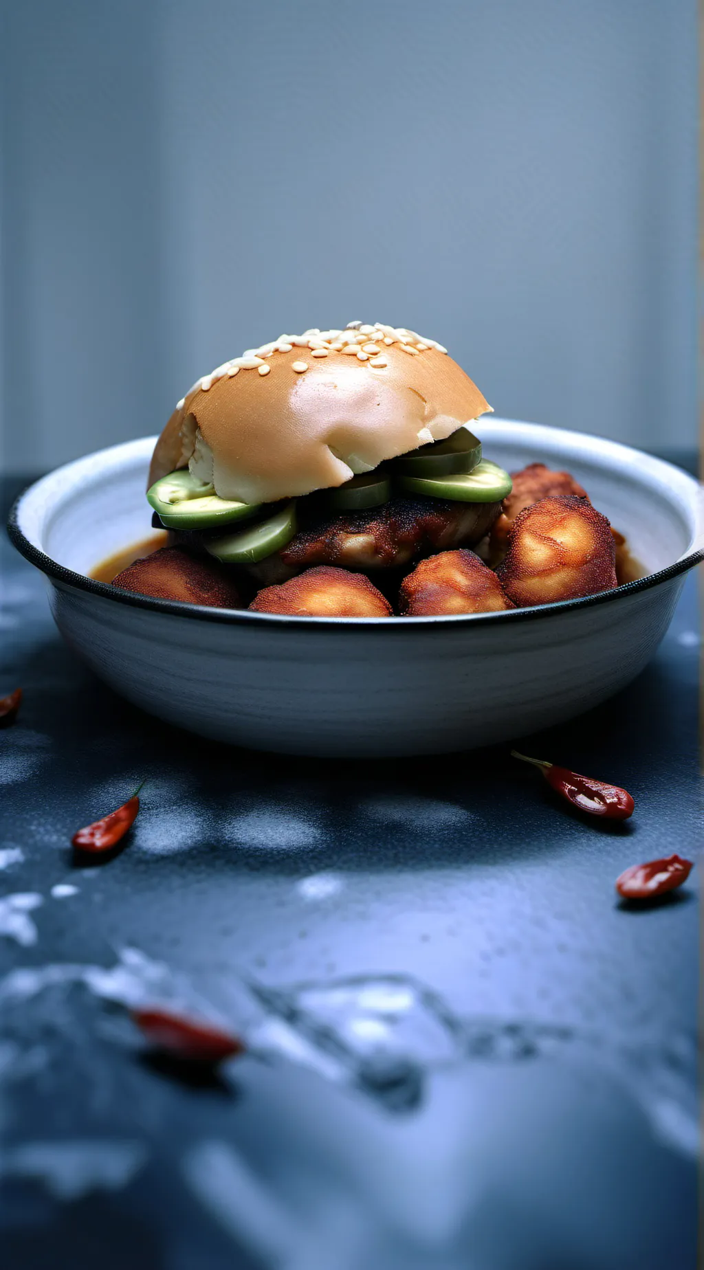 ai character: chikn nuggit  background